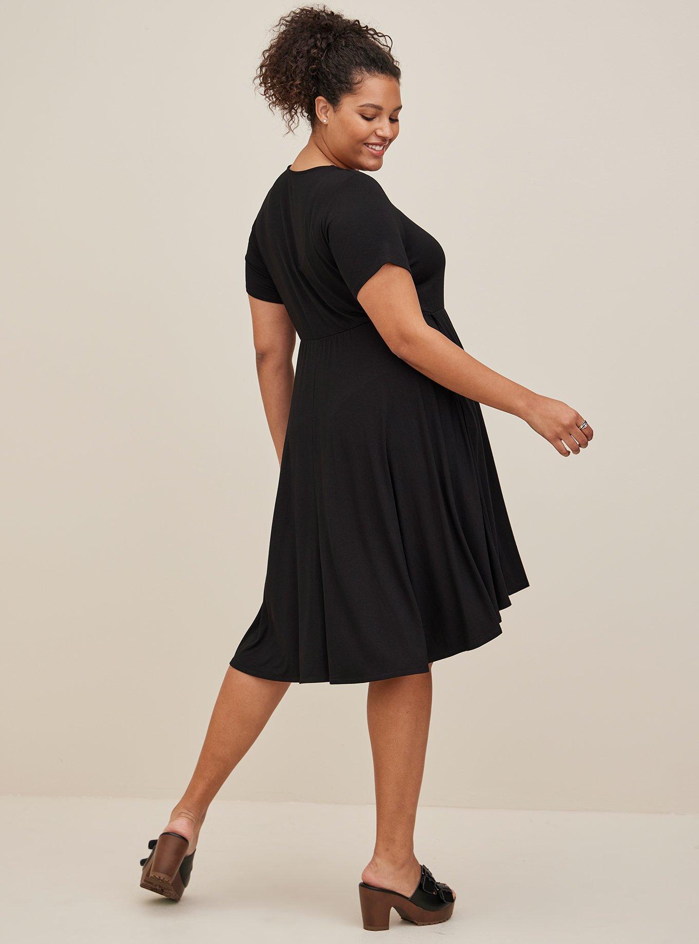 Mini Super Soft Cinch Front Skater Dress, DEEP BLACK, alternate