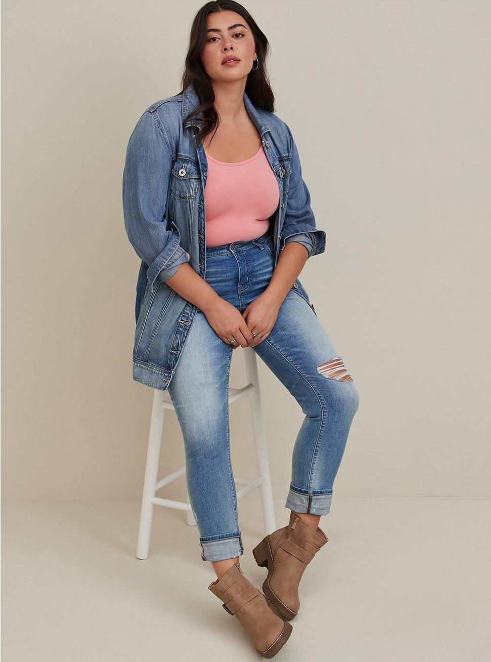 Plus Size - Denim Longline Trucker Jacket - Vintage Tencel Plus Size - Denim Longline Trucker Jacket - Vintage Tencel