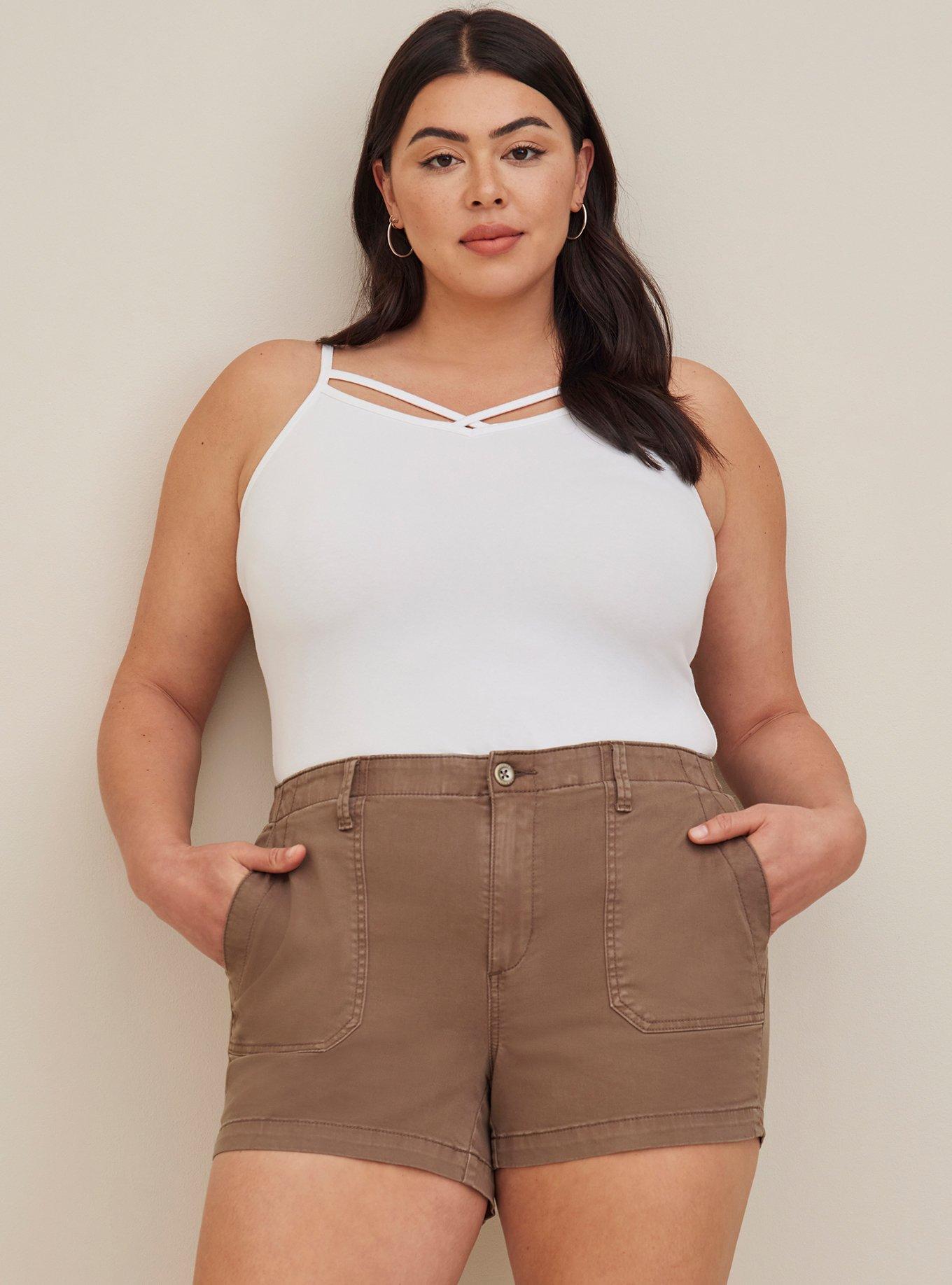 Plus Size 3.5 Inch Comfort Flex Waistband Chino High-Rise Short, MOREL, hi-res