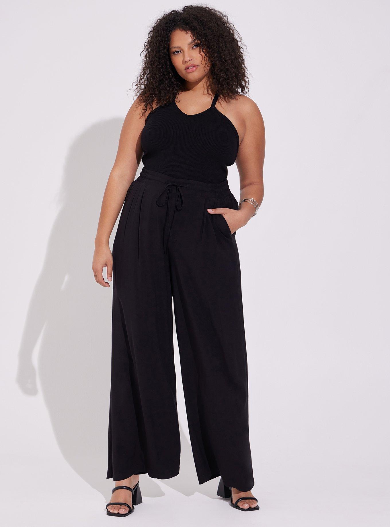 Calgary Black High-Waisted Straight Leg Pants