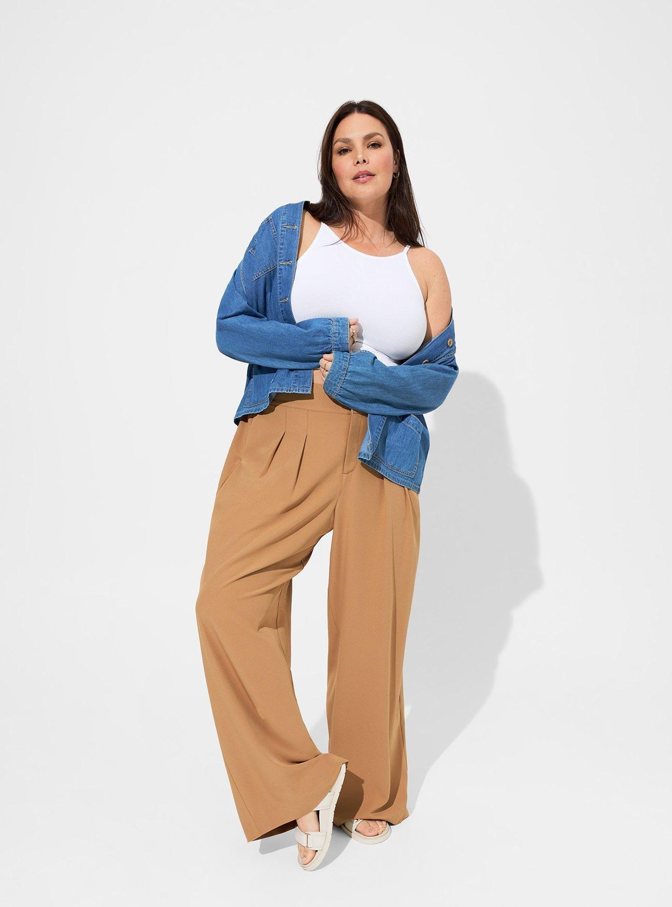 Plus Size - Pull-On Wide Leg Stretch Challis High-Rise Pant - Torrid