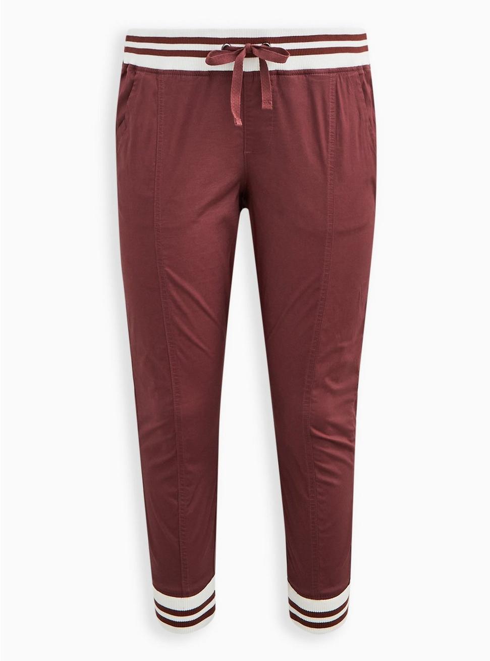 Classic Fit Jogger Stretch Poplin Mid-Rise Pant, WILD GINGER BURGUNDY, hi-res