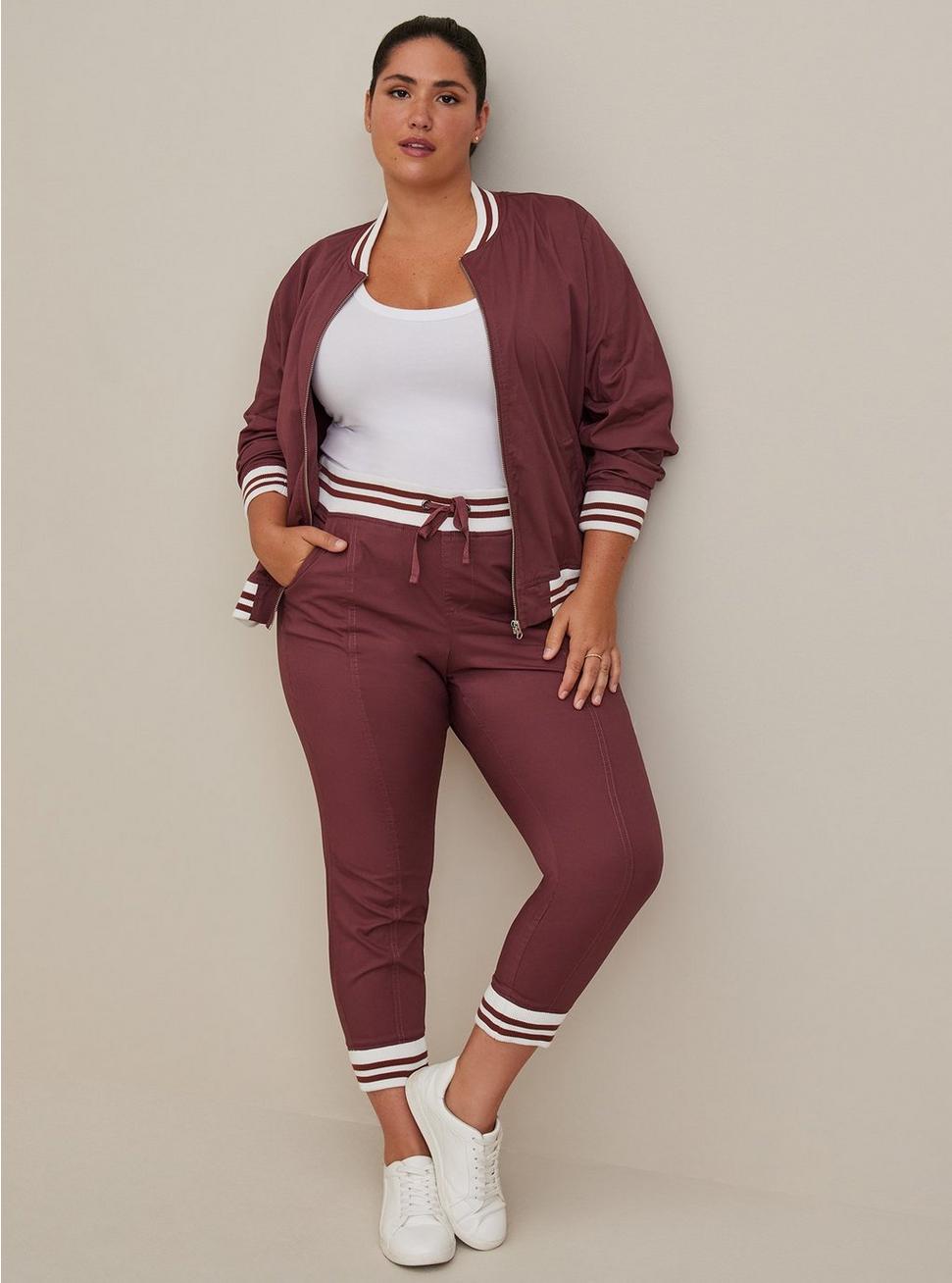 Classic Fit Jogger Stretch Poplin Mid-Rise Pant, WILD GINGER BURGUNDY, hi-res