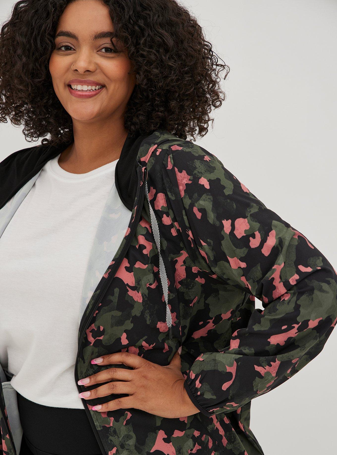 Plus Size Camo Jacket, Plus Size Women's Light Weight Jacket - See