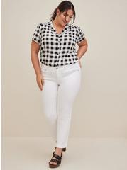 Rayon Slub Button-Up Shirt, PLAID WHITE, alternate
