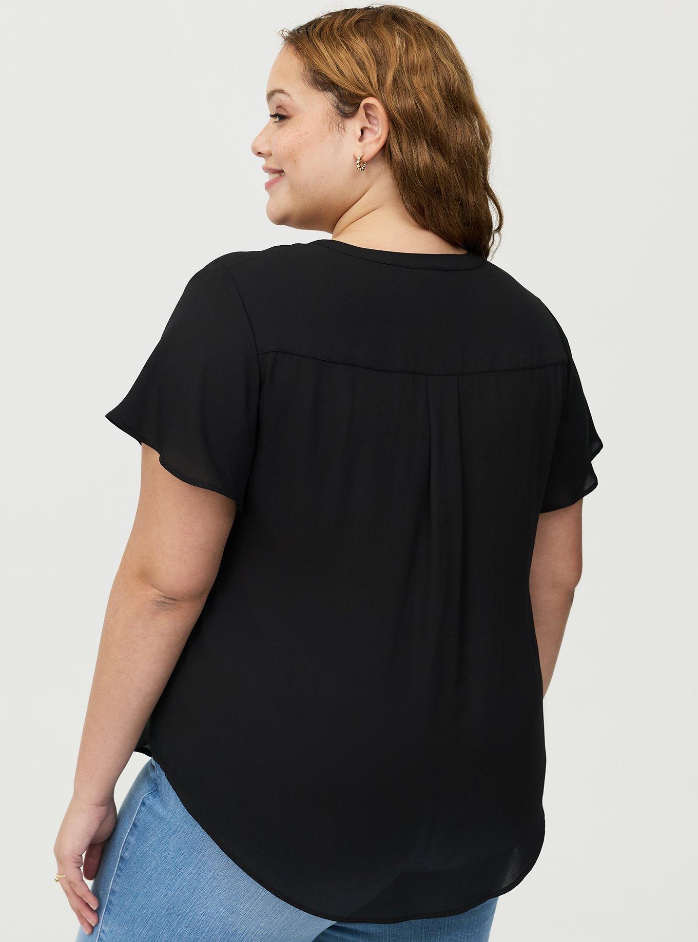 Harper Flutter Sleeve Blouse, DEEP BLACK, alternate