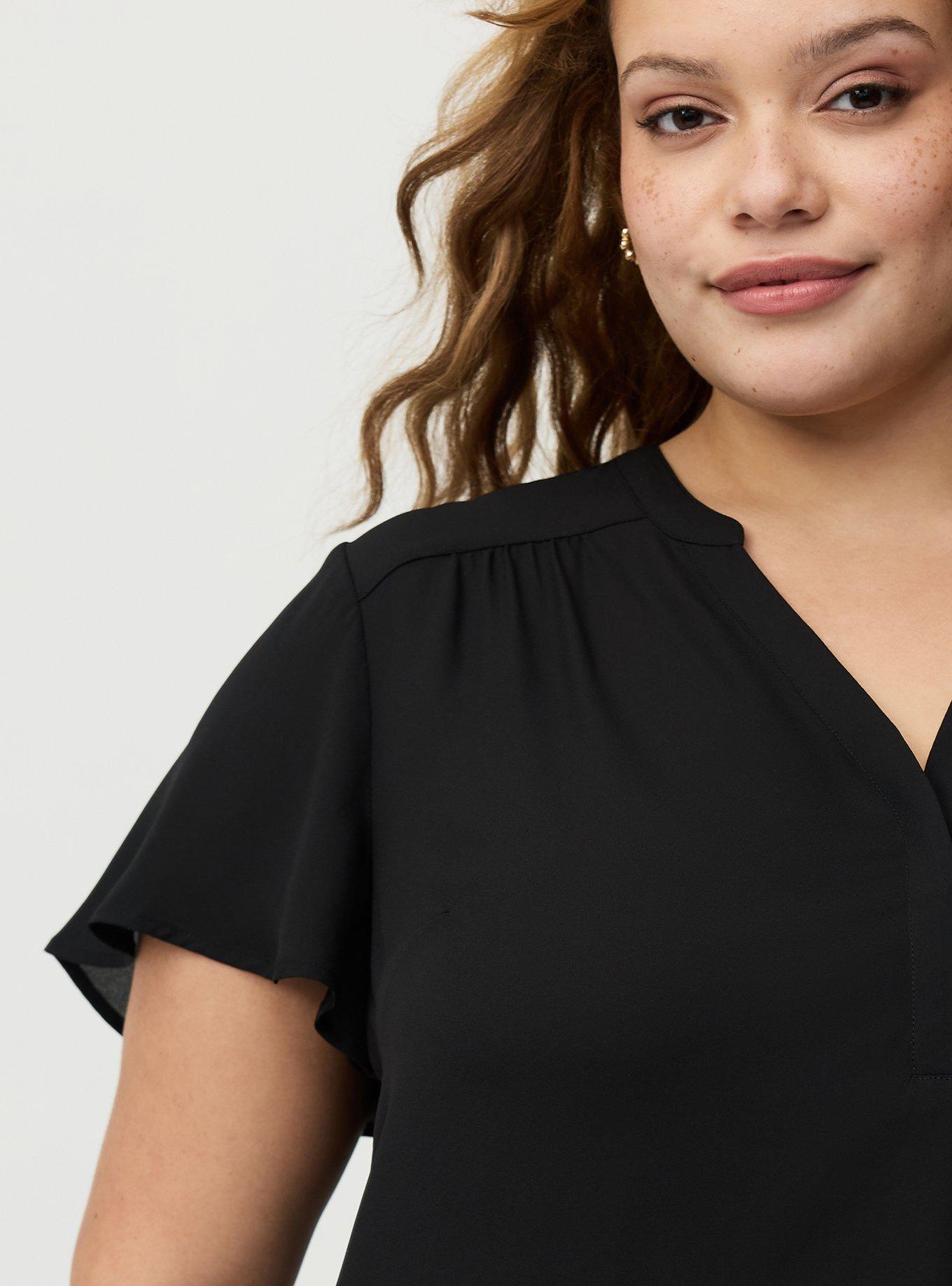 Harper Flutter Sleeve Blouse, DEEP BLACK, alternate