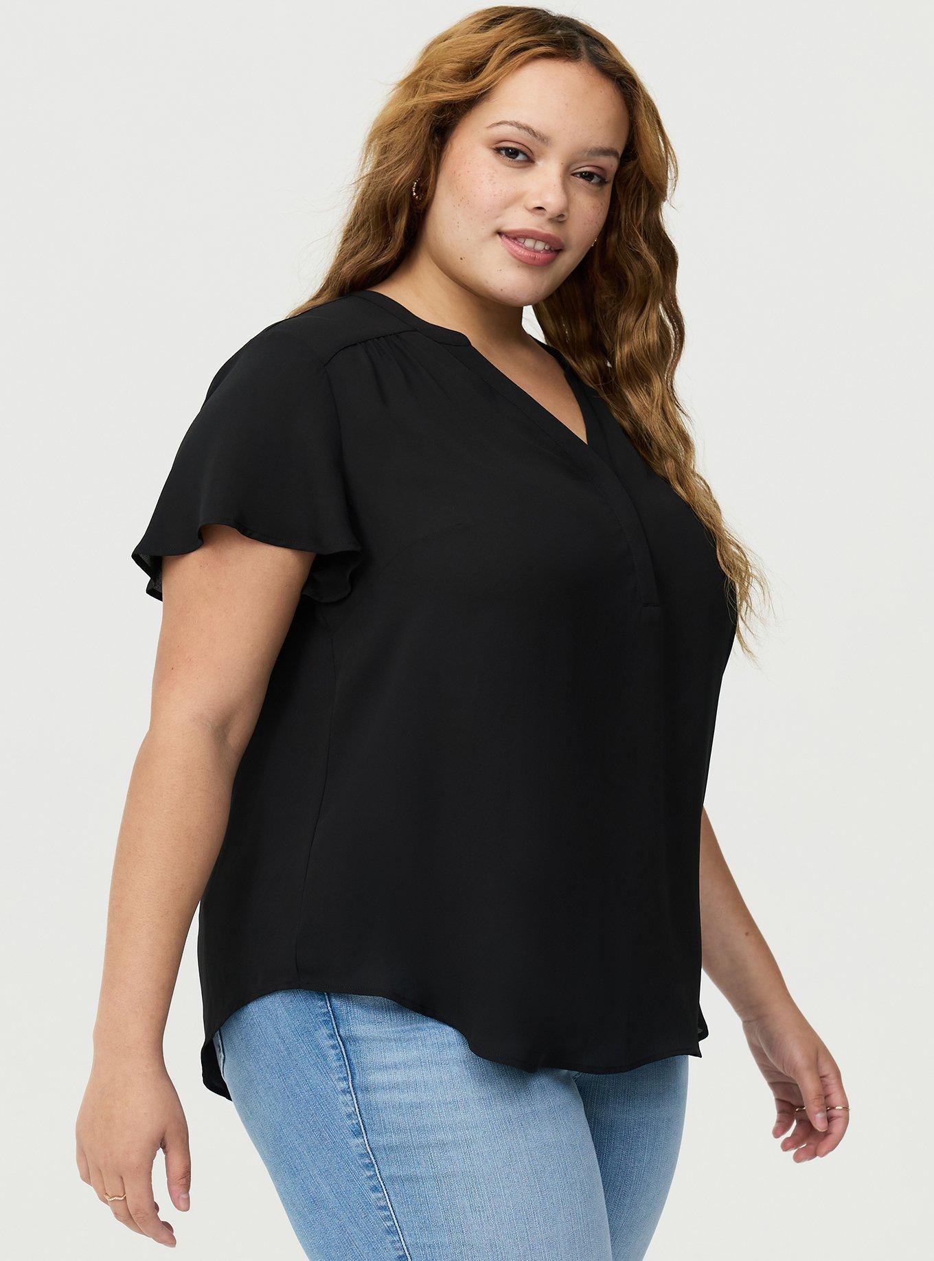 Harper Flutter Sleeve Blouse, DEEP BLACK, alternate