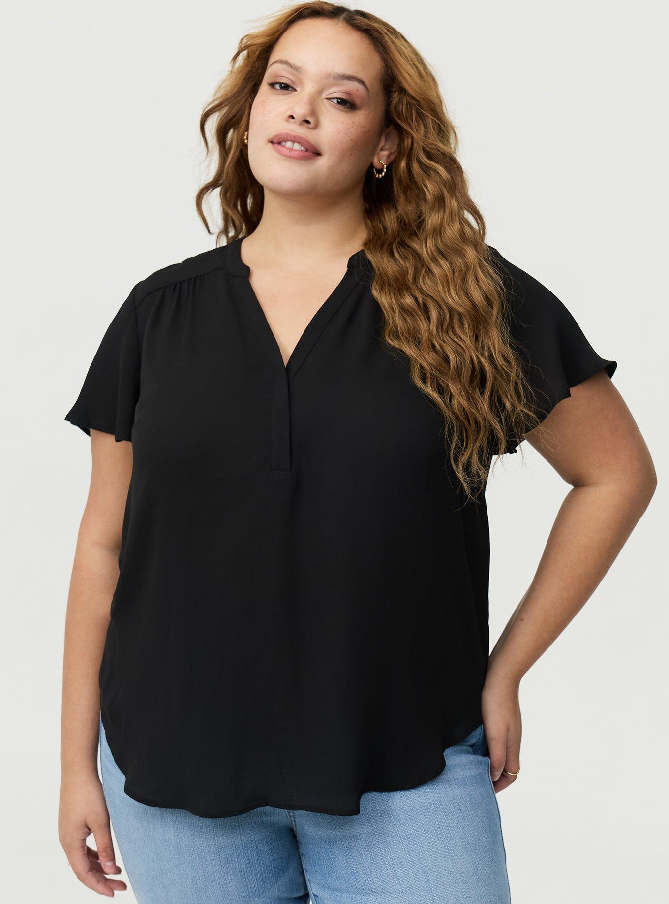 Harper Flutter Sleeve Blouse, DEEP BLACK, hi-res