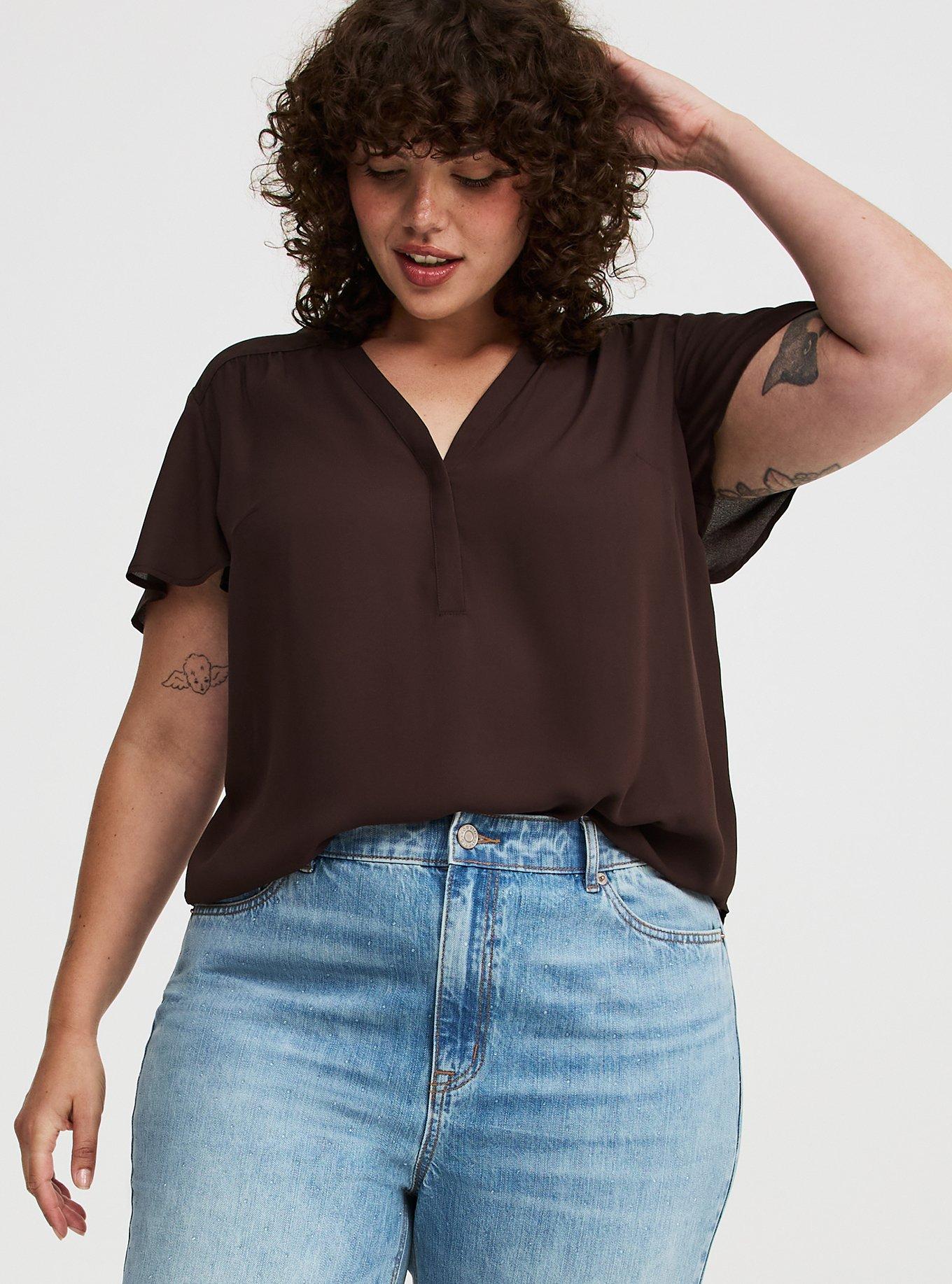 Harper Georgette Pullover Flutter Blouse