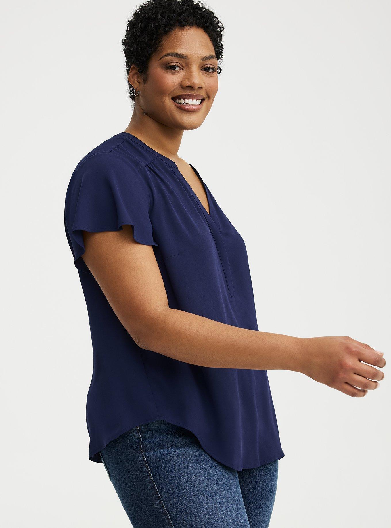 Harper Flutter Sleeve Blouse, PEACOAT, alternate