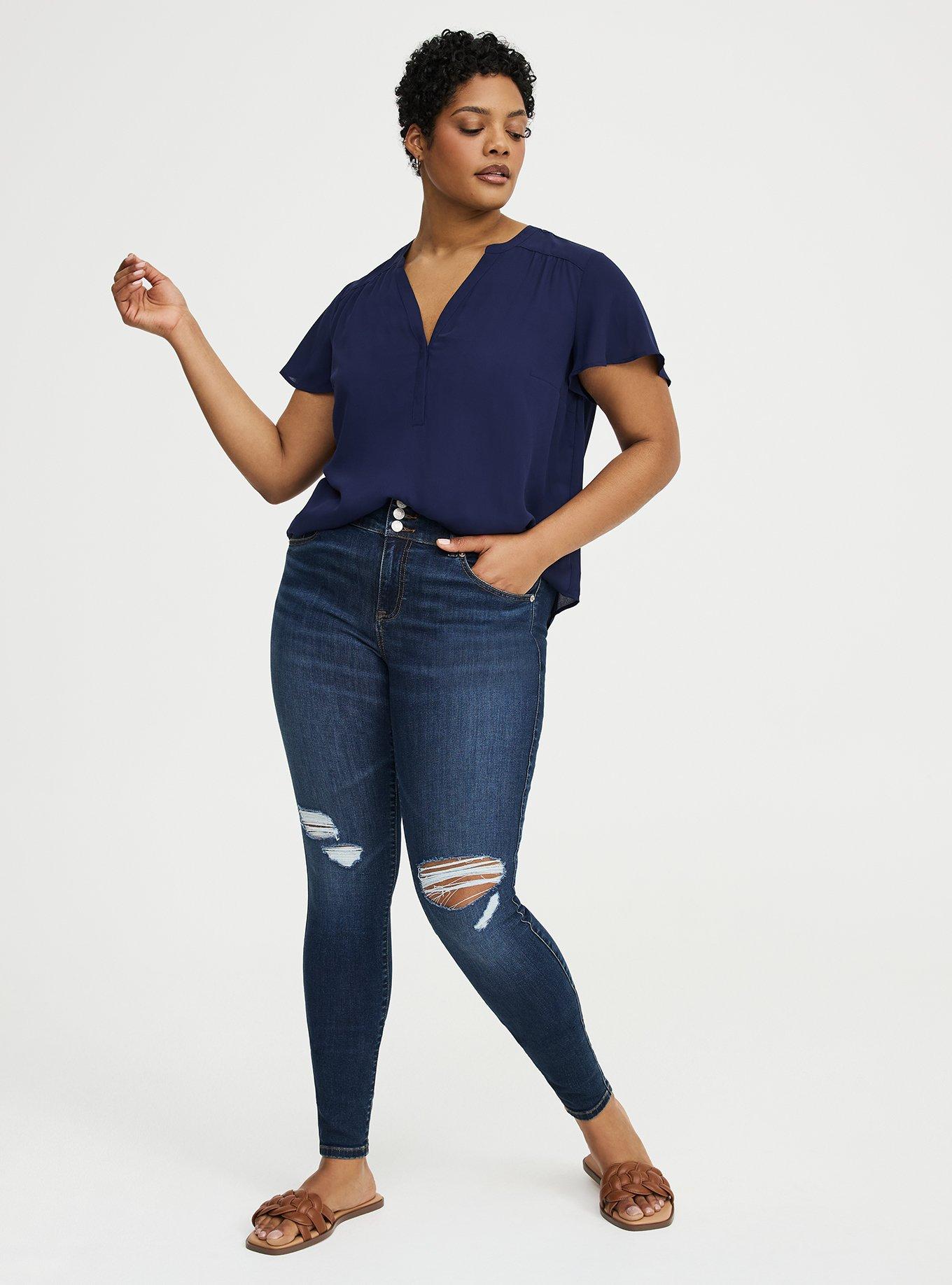 Harper Flutter Sleeve Blouse, PEACOAT, alternate