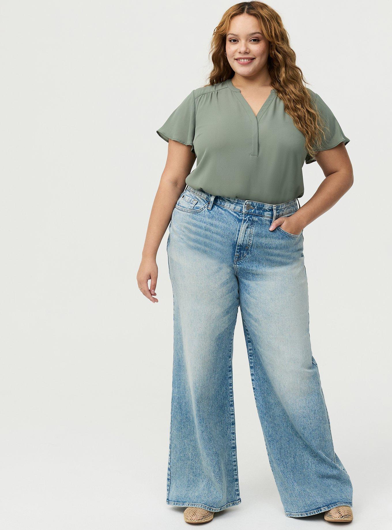 Harper Flutter Sleeve Blouse, AGAVE GREEN, alternate