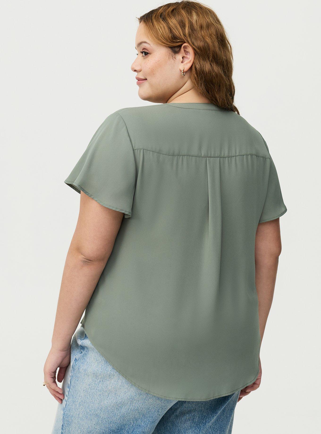 Harper Flutter Sleeve Blouse, AGAVE GREEN, alternate
