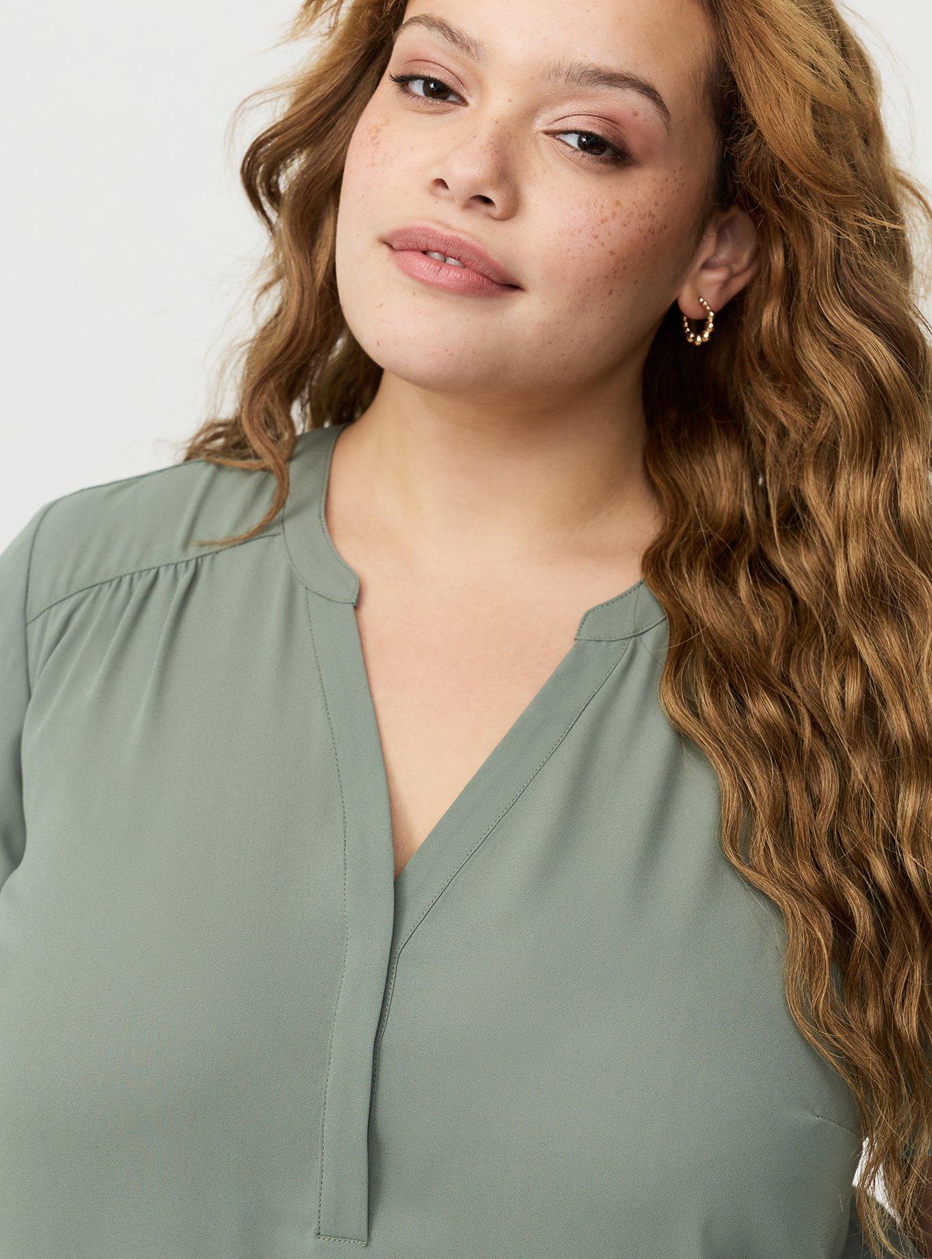 Harper Flutter Sleeve Blouse, AGAVE GREEN, alternate