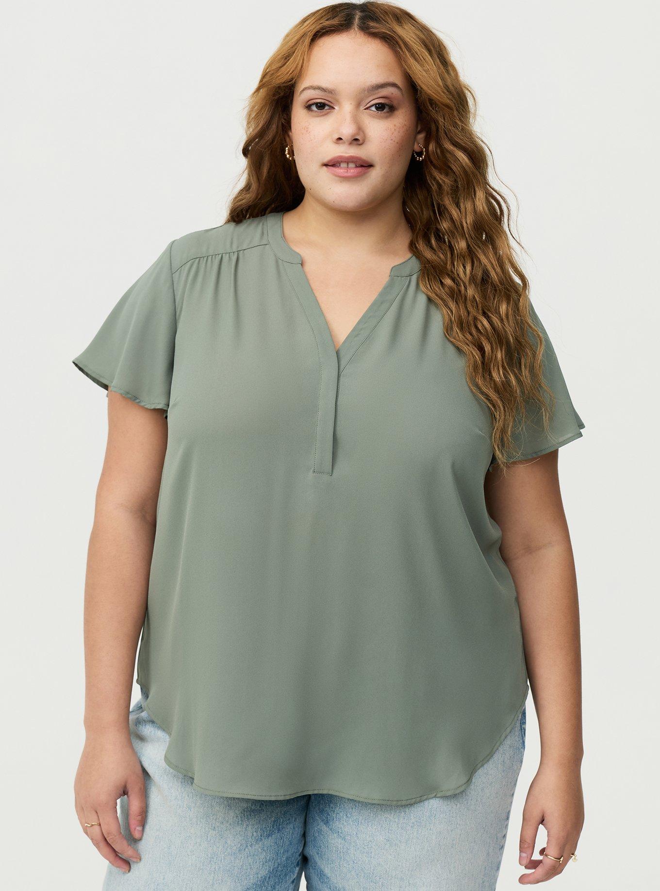 Harper Flutter Sleeve Blouse, AGAVE GREEN, hi-res