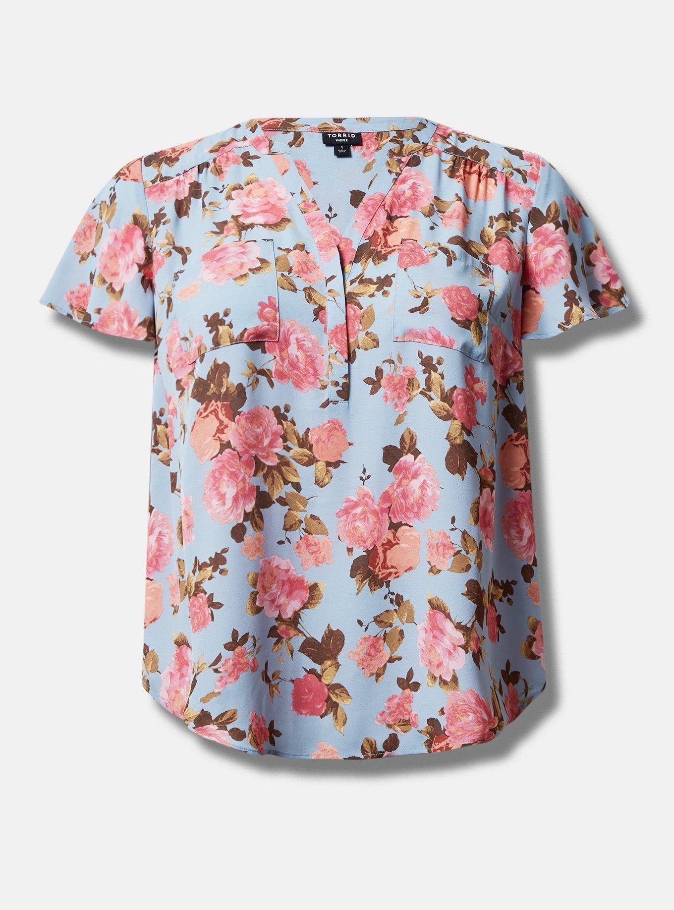 Harper Georgette Pullover Flutter Blouse