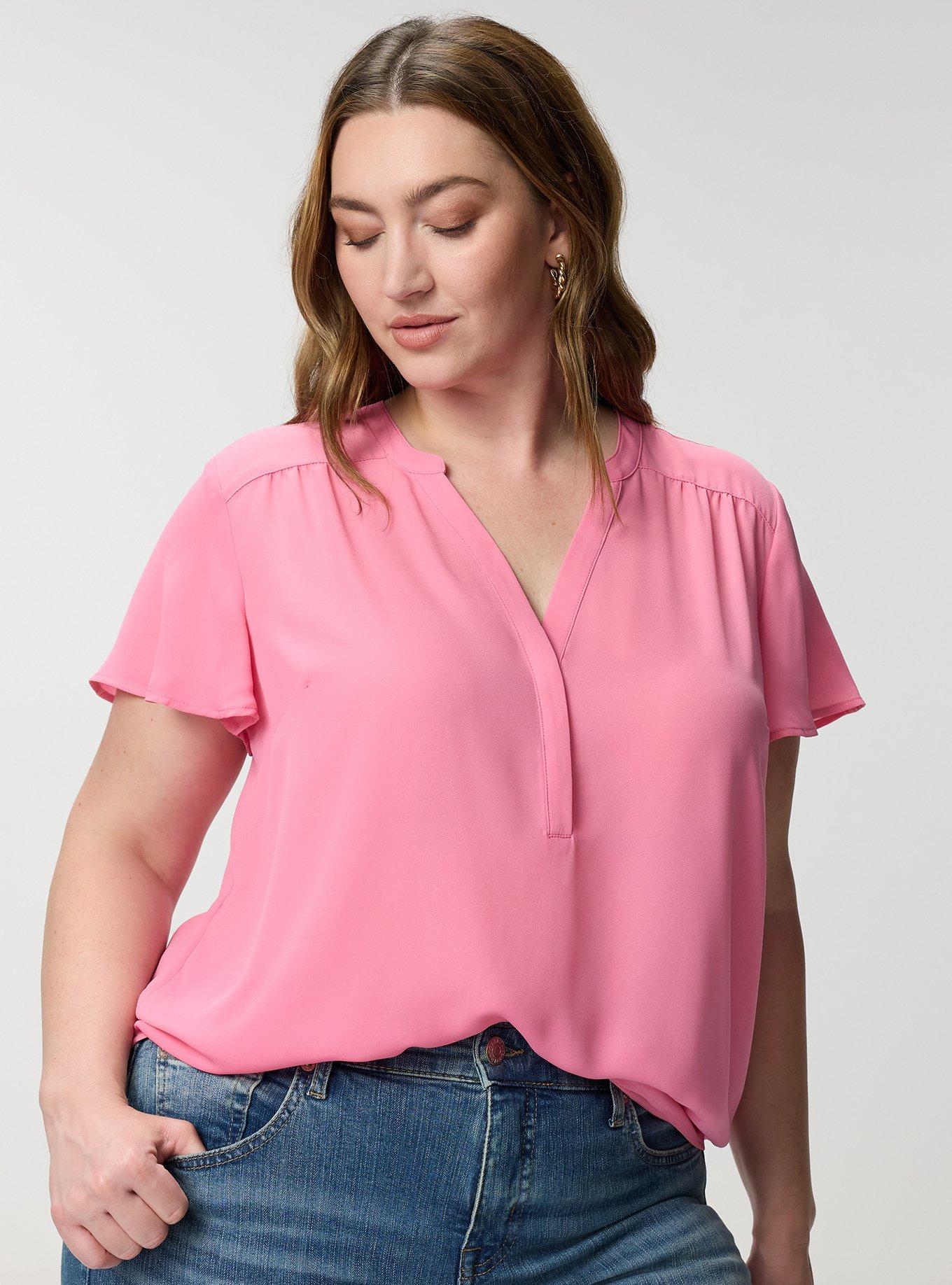 Harper Flutter Sleeve Blouse, AURORA PINK, alternate