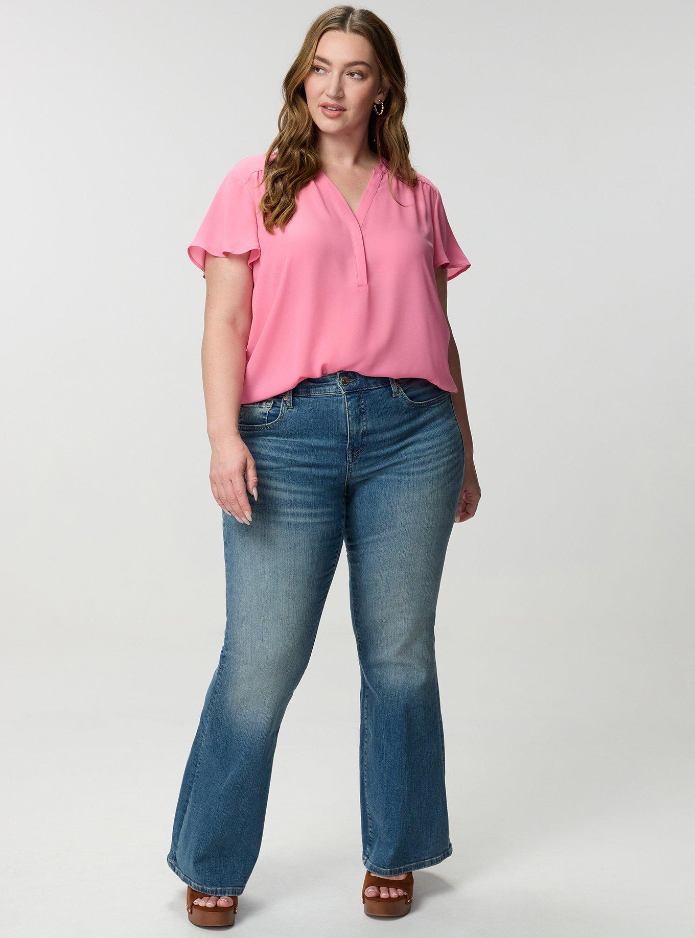 Harper Flutter Sleeve Blouse, AURORA PINK, alternate