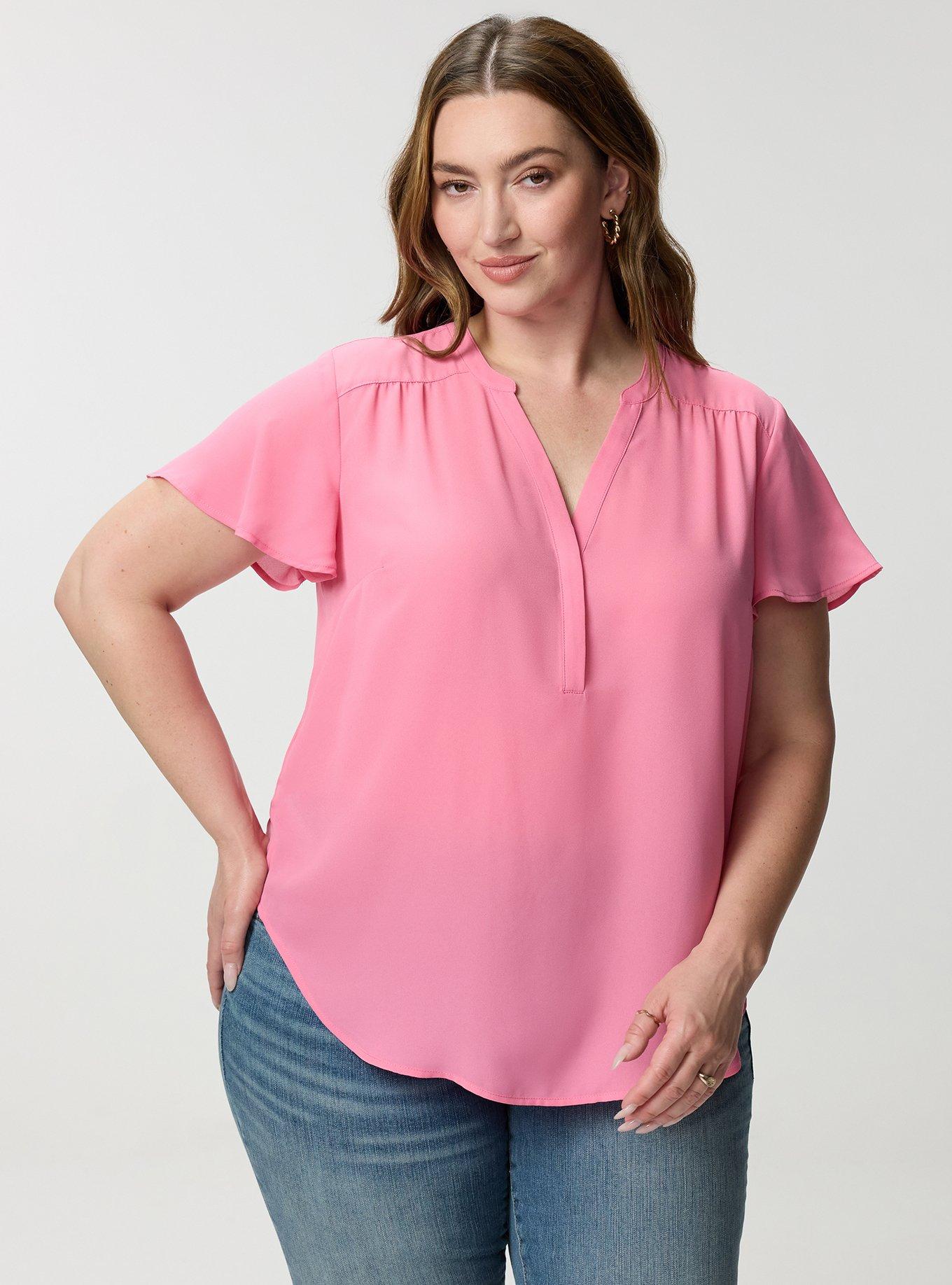 Harper Flutter Sleeve Blouse, AURORA PINK, alternate