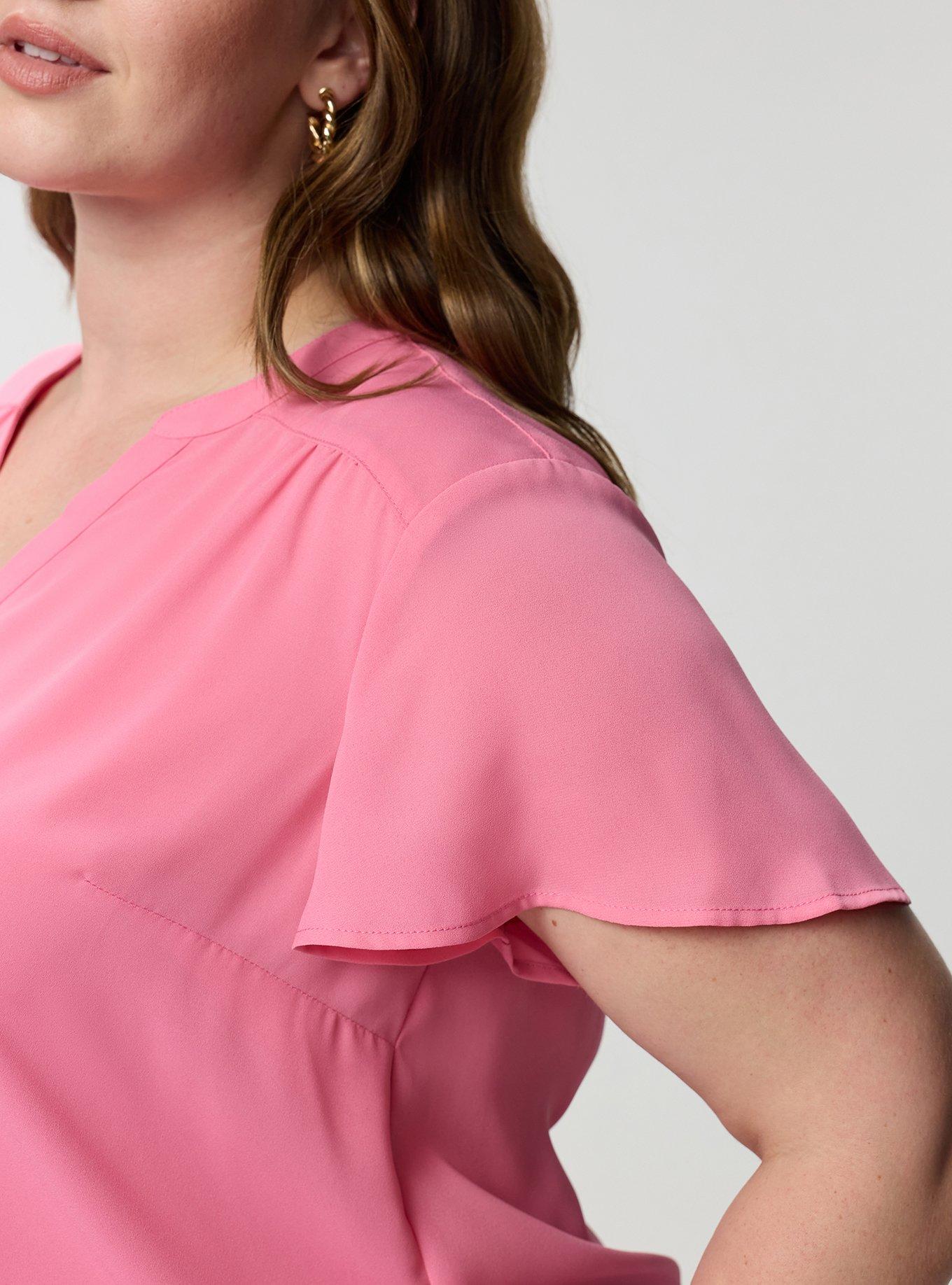 Harper Flutter Sleeve Blouse, AURORA PINK, alternate