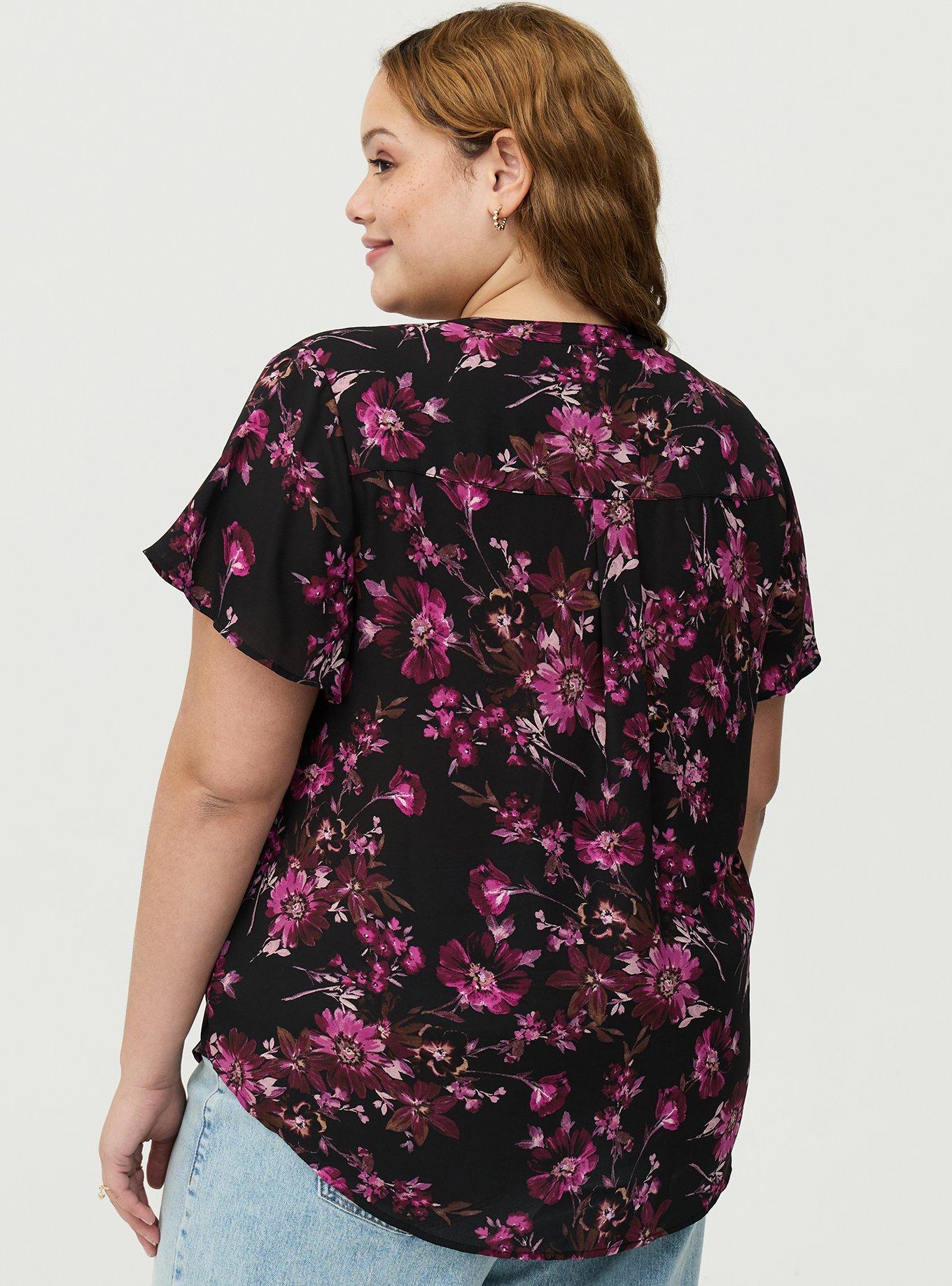Harper Flutter Sleeve Blouse, WHIMSICAL DAISY FLORAL BLACK, alternate