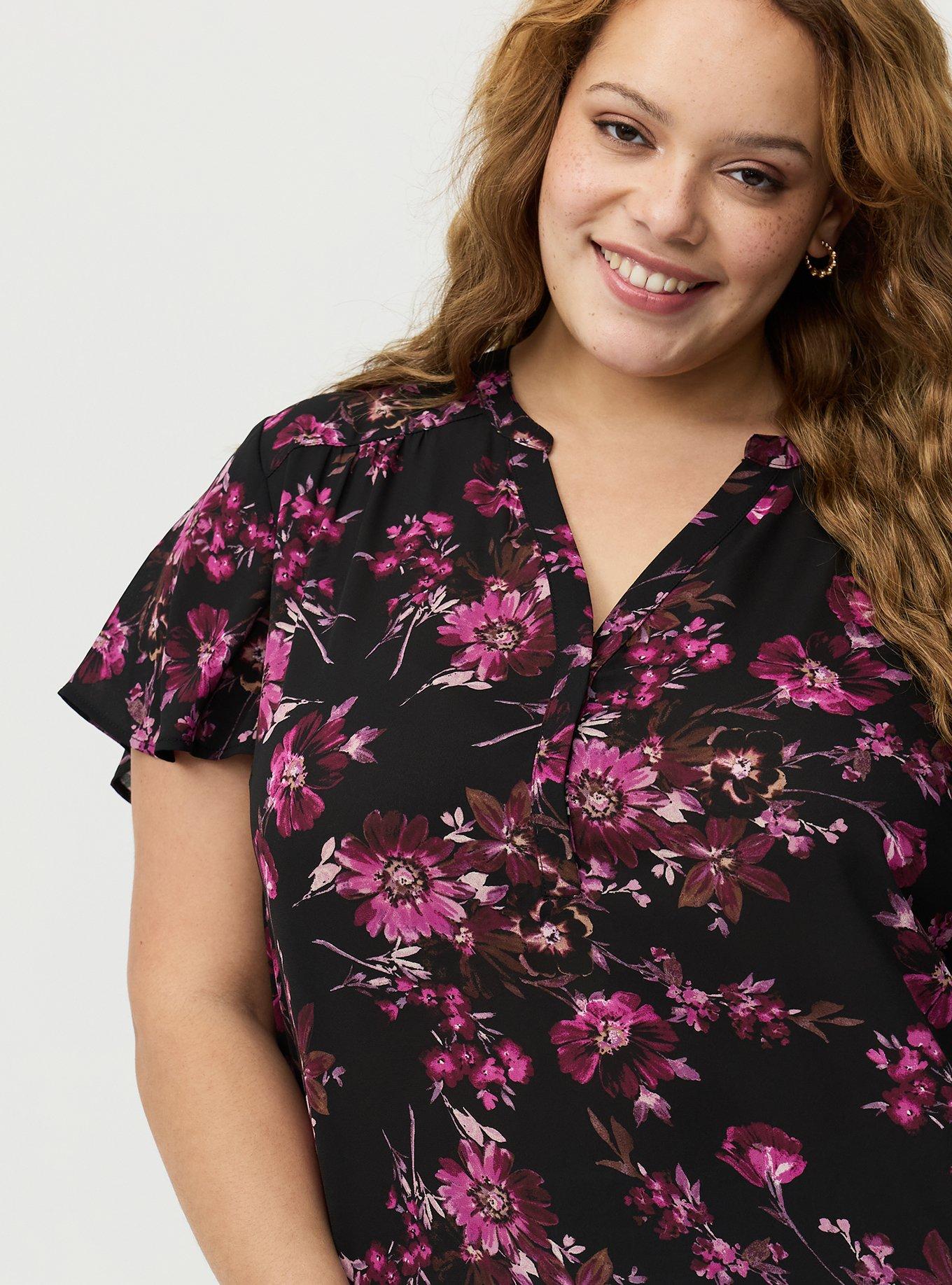 Harper Flutter Sleeve Blouse, WHIMSICAL DAISY FLORAL BLACK, alternate