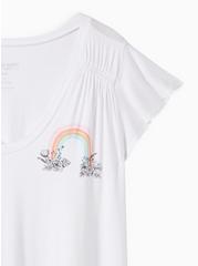 Graphic Classic Fit Super Soft Flutter Sleeve Tee, RAINBOW WHITE, alternate