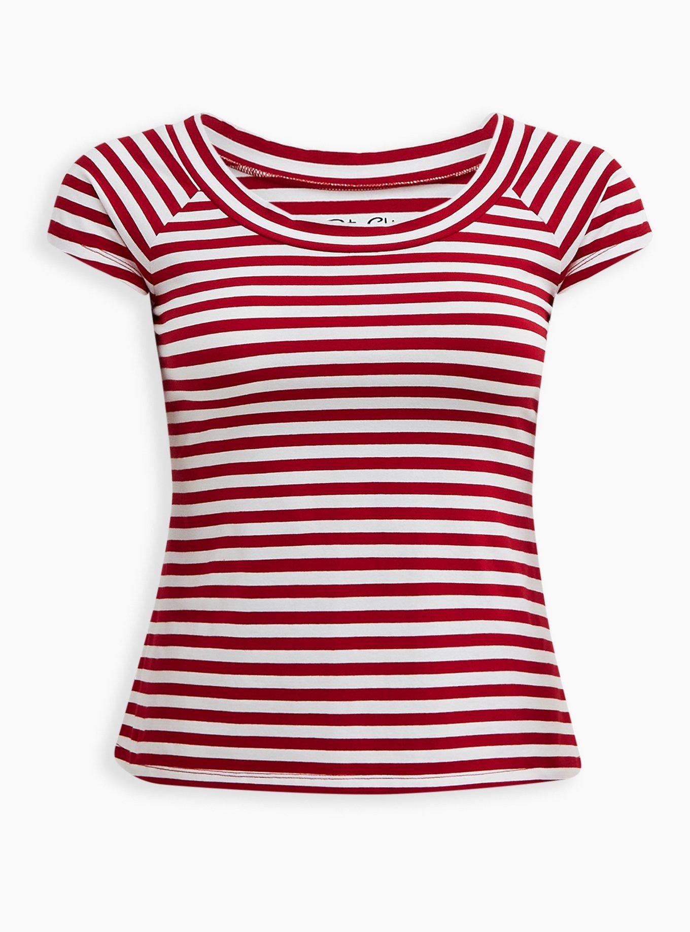 Off-Shoulder Top - Foxy Stripe Red, RED, hi-res