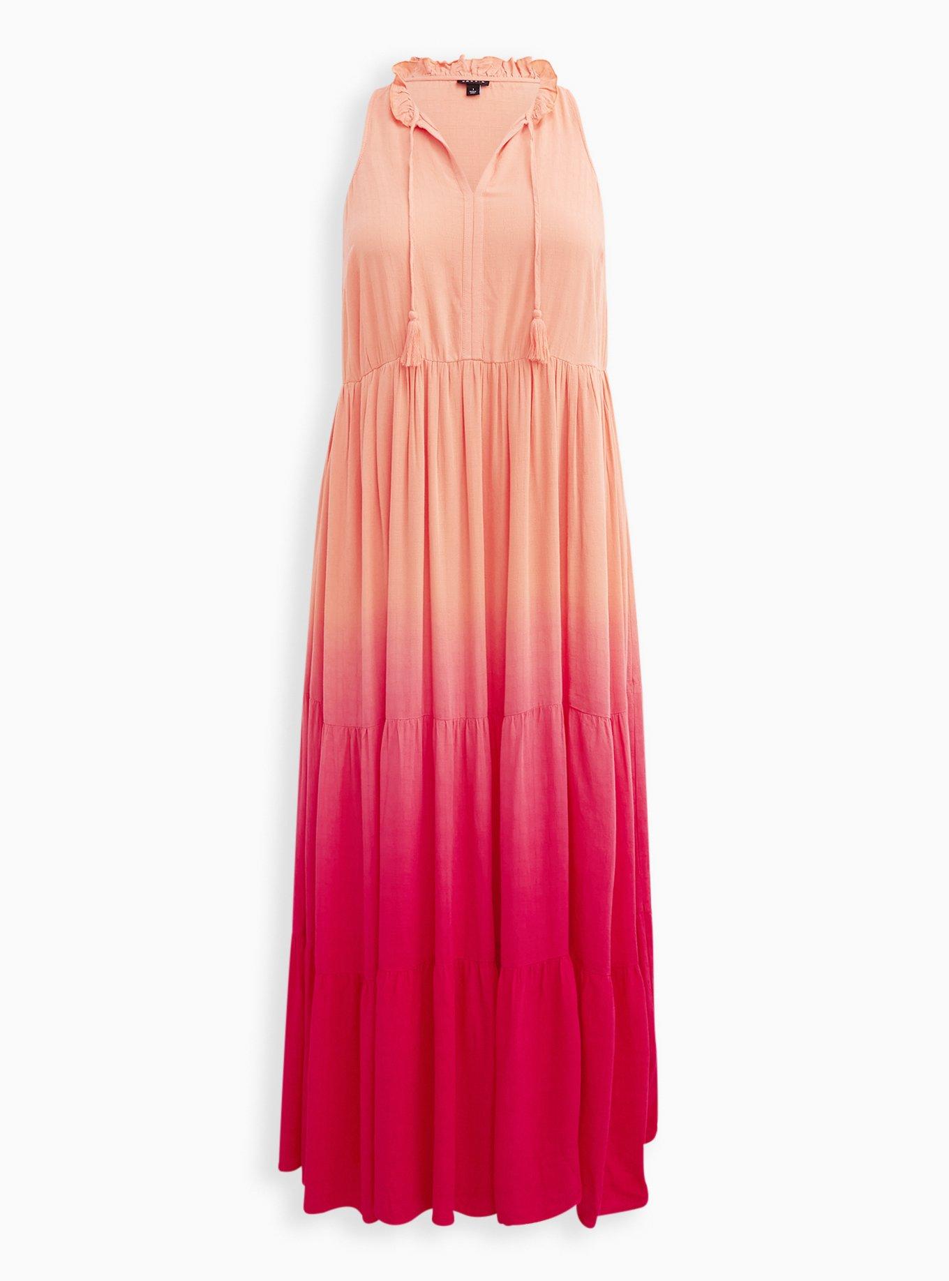 Plus Size - Tiered Maxi Dress - Challis Ombre Red - Torrid
