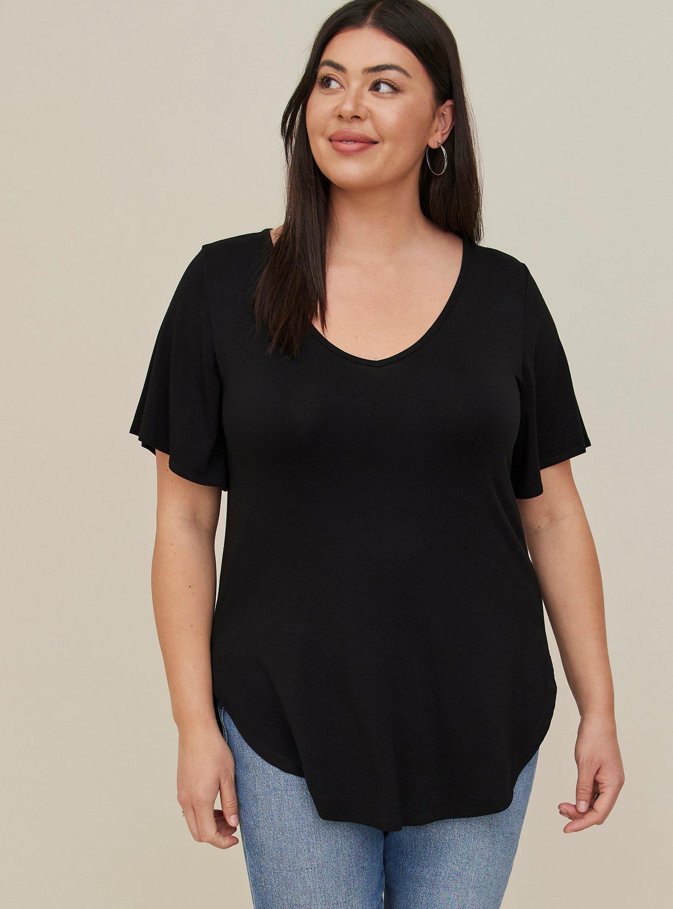 Plus Size - Favorite Tunic Super Soft V-Neck Raglan Bell Sleeve Tee ...