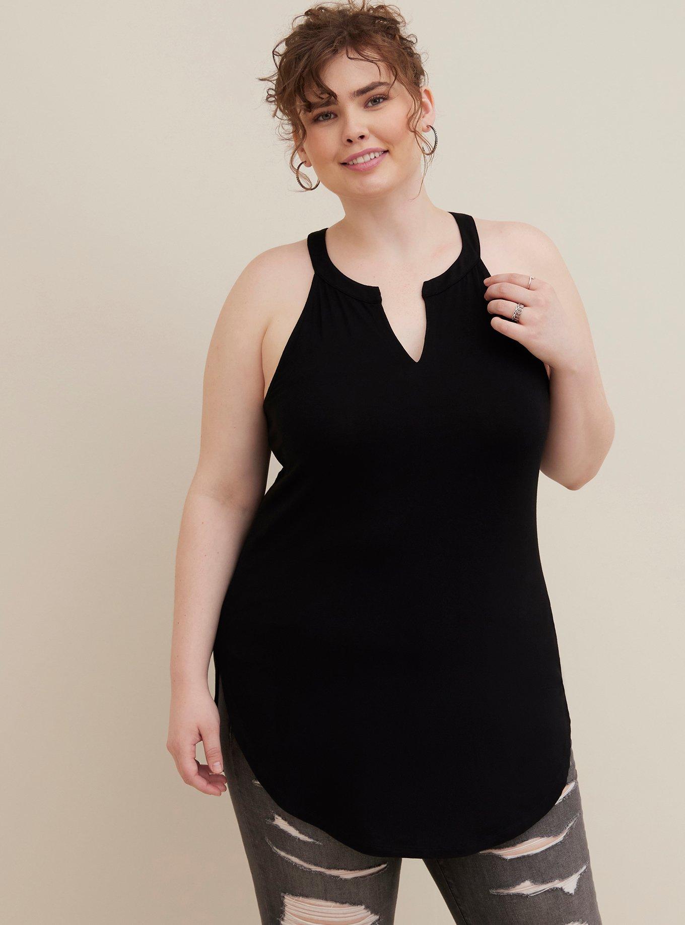 Plus Size - High Split Neck Favorite Tunic - Super Soft Plus Size - High Split Neck Favorite Tunic - Super Soft
