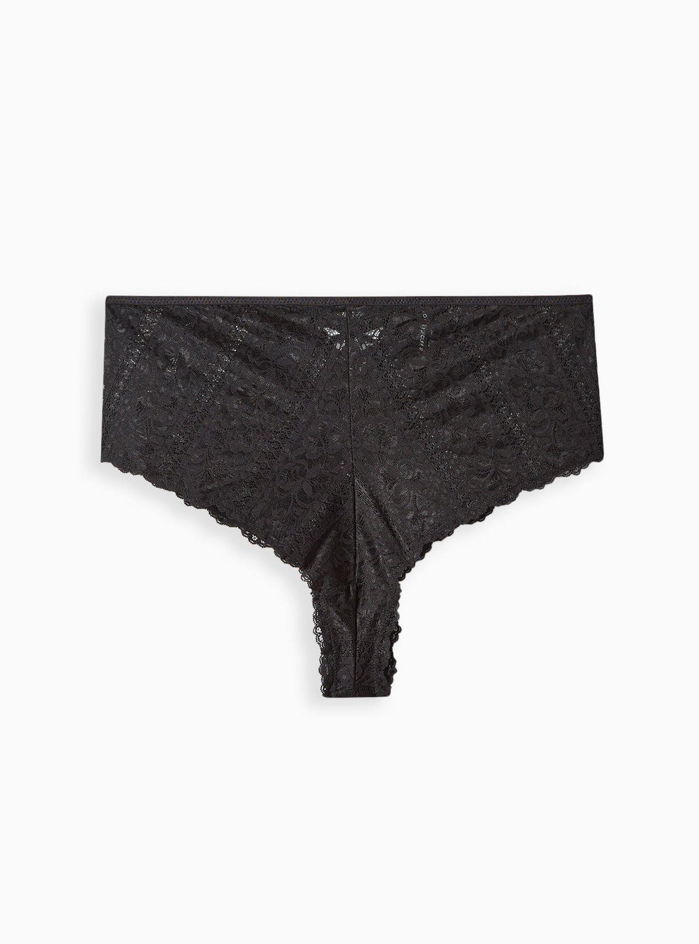 High Cut Lace Panties Black