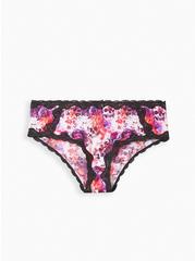 Microfiber Mid-Rise Hipster Panty With Cage Back, WATERCOLOR SKULL, hi-res