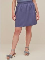 Plus Size Mini Linen High Waisted Skirt, BLUE, alternate