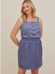 Plus Size Mini Linen High Waisted Skirt, BLUE, alternate