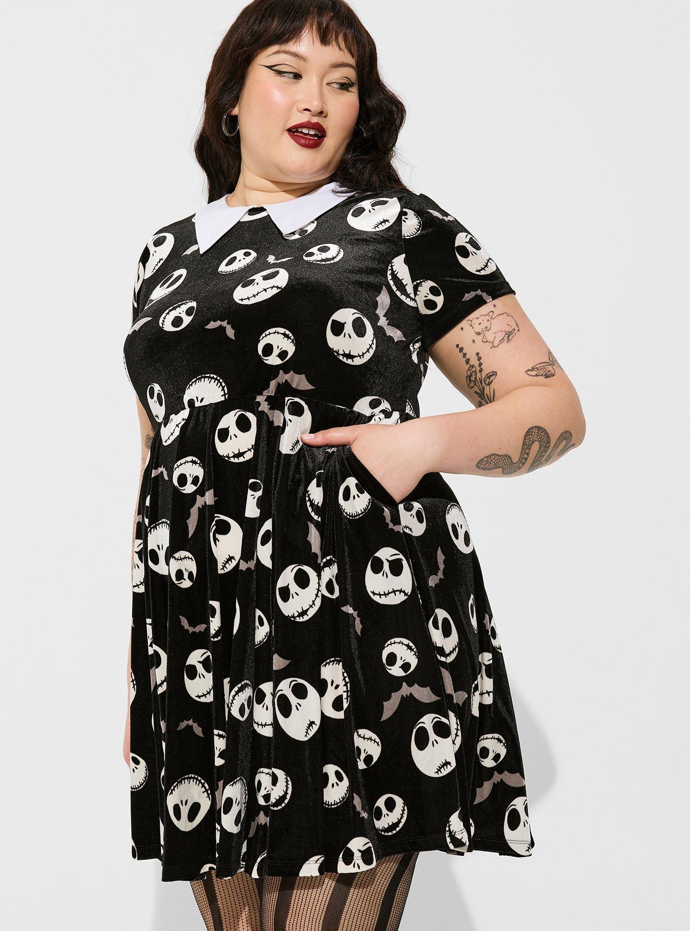 Plus Size - Disney The Nightmare Before Christmas Mini Velvet Collared  Dress - Torrid