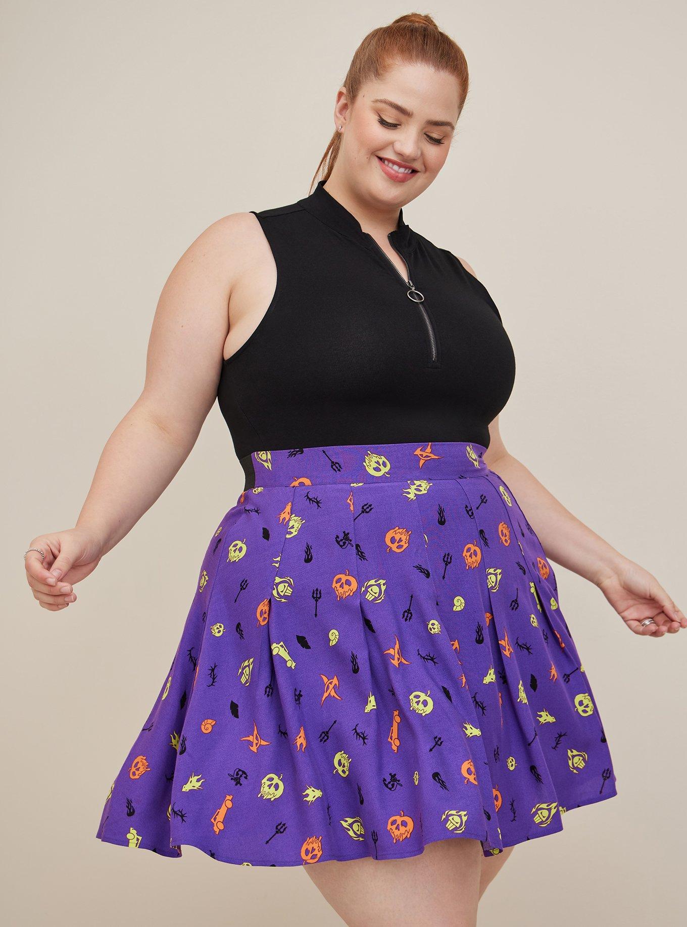 Plus Size Disney Villains Halloween Mini Skater Skirt Challis