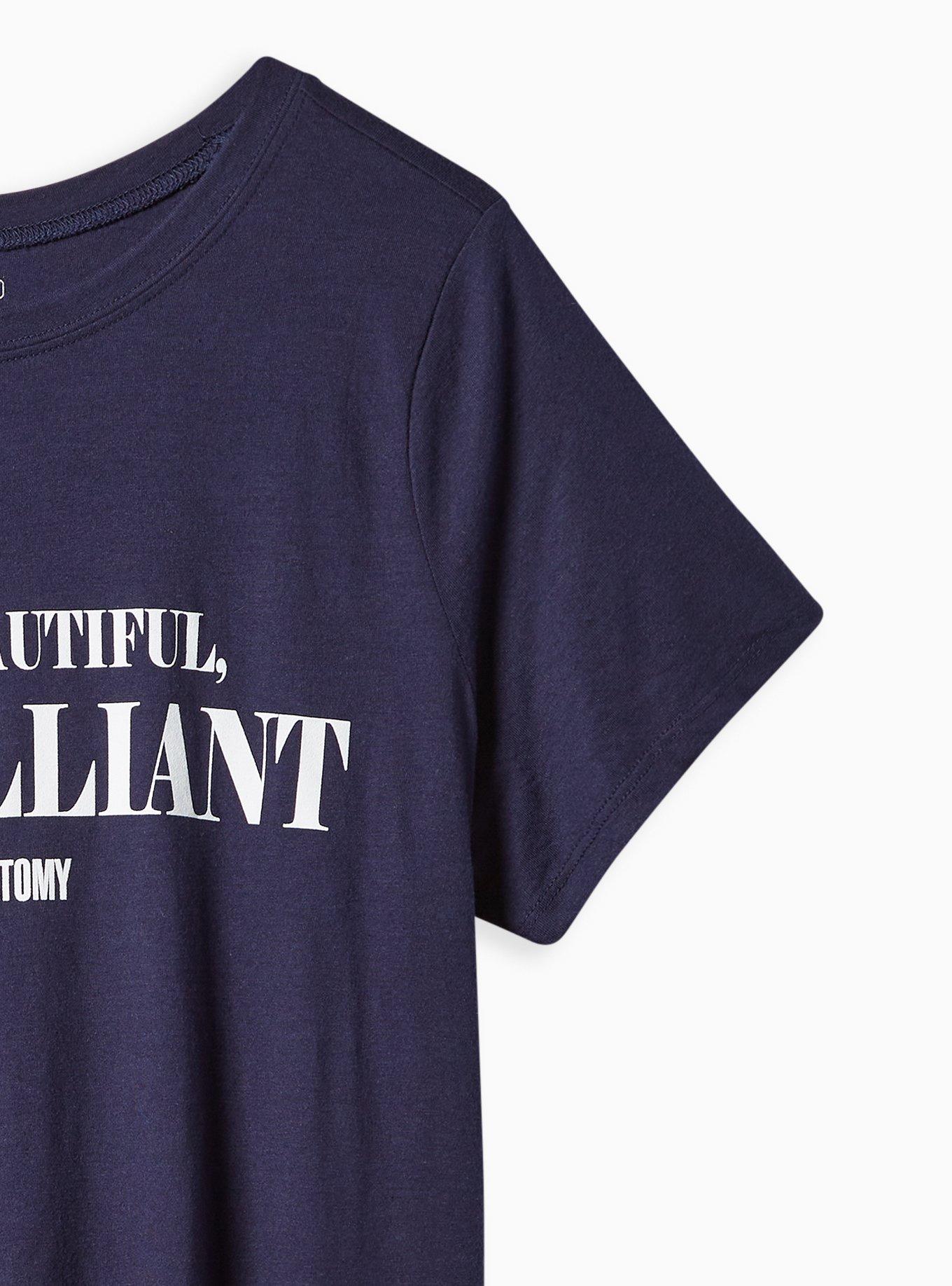 Plus Size Grey's Anatomy Slim Fit Tee - Cotton-Blend I'm Brilliant Navy, PEACOAT, alternate
