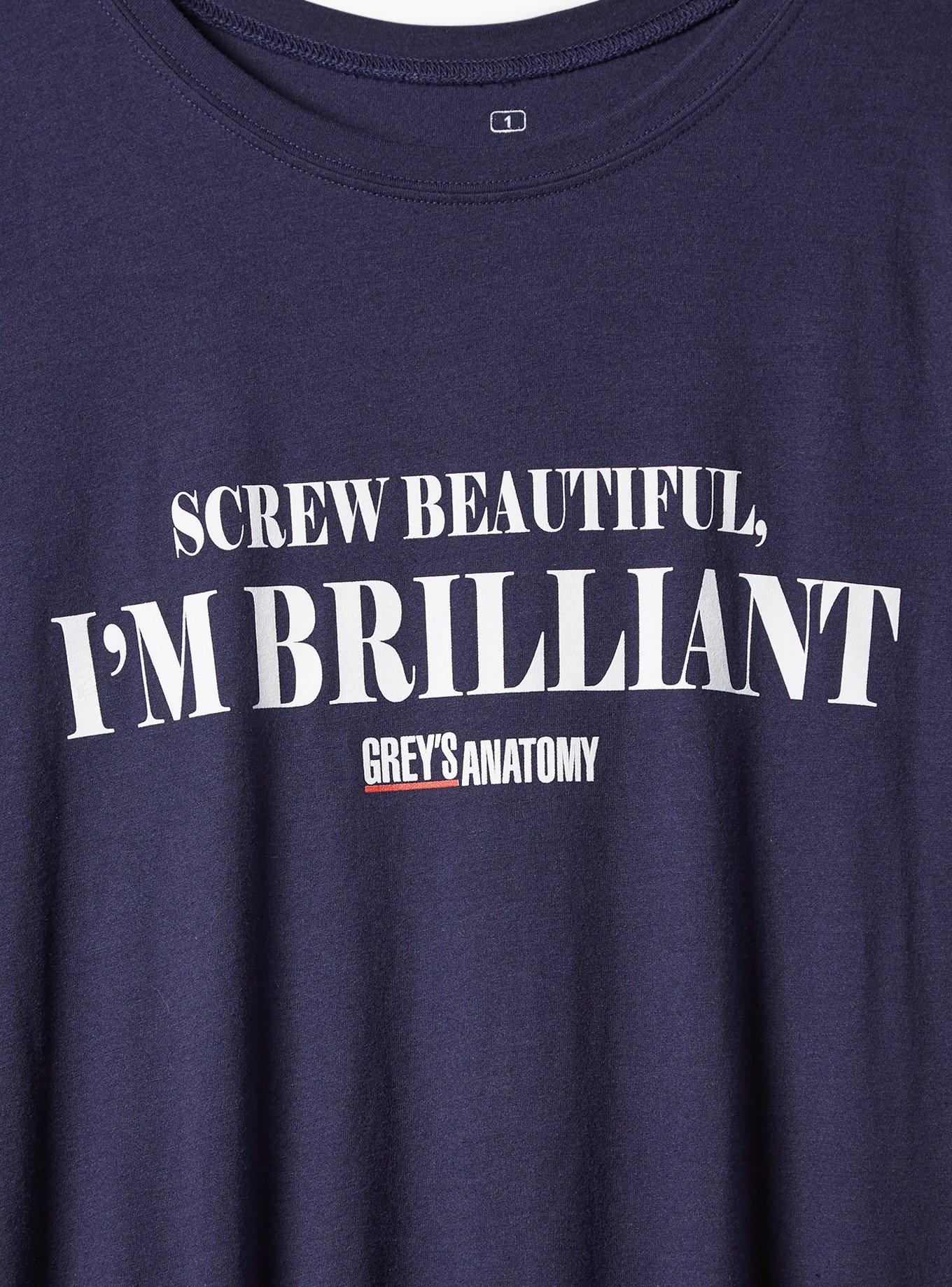Plus Size Grey's Anatomy Slim Fit Tee - Cotton-Blend I'm Brilliant Navy, PEACOAT, alternate