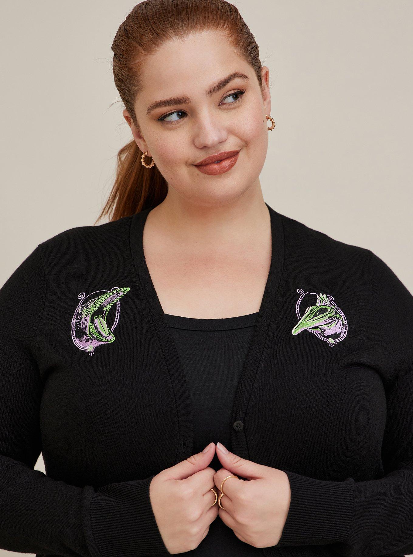 Plus Size Varsity Cardigan Sweater Beetlejuice Black Torrid