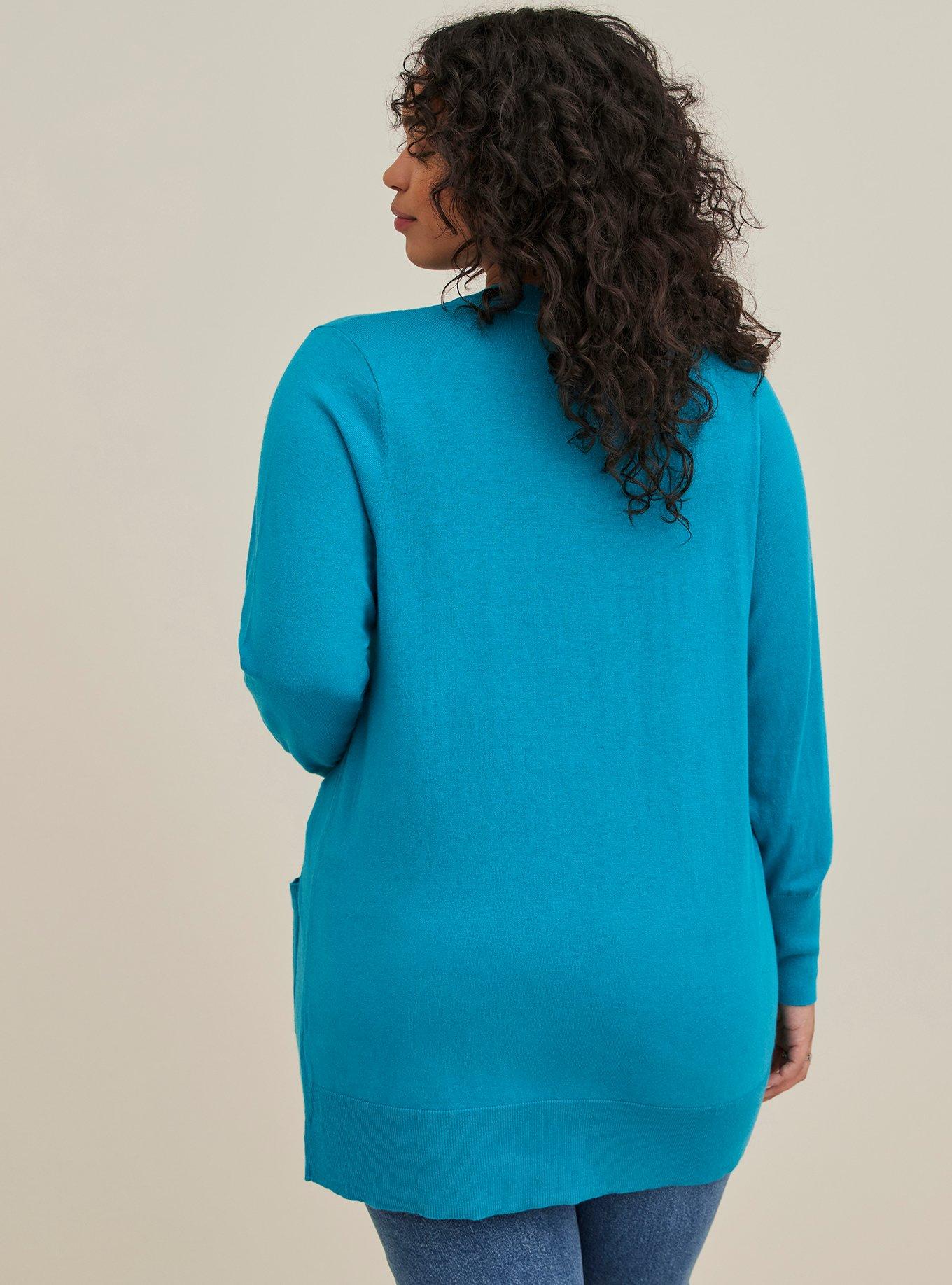 Plus Size - Boyfriend Cardigan - Cotton Teal Blue - Torrid