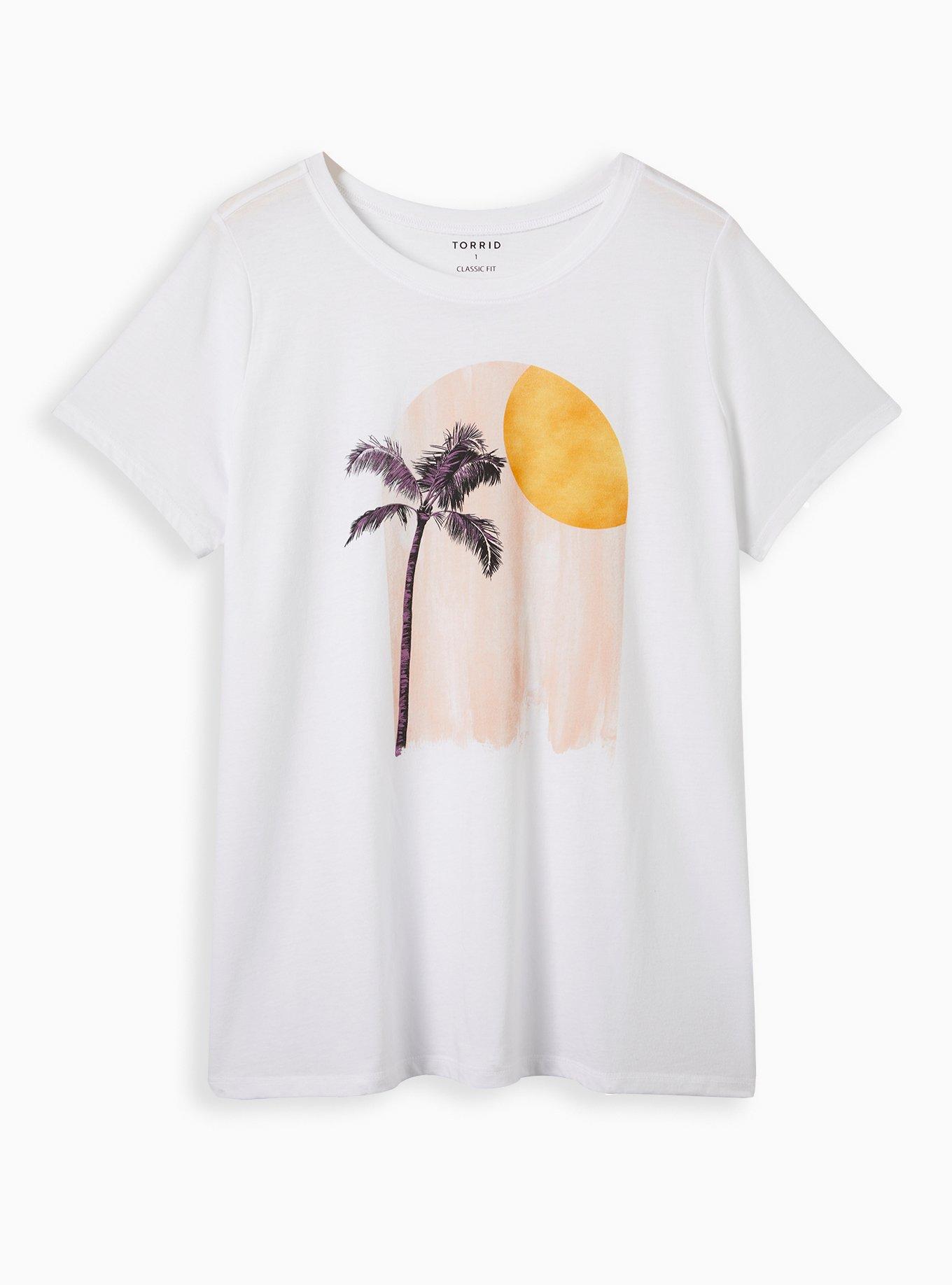 Plus Size - Everyday Tee - Signature Jersey Palm Tree White - Torrid