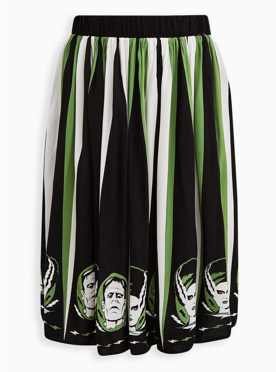 Plus Size Universal Monsters Frankenstein Mini Skater Skirt - Challis, MULTI, hi-res