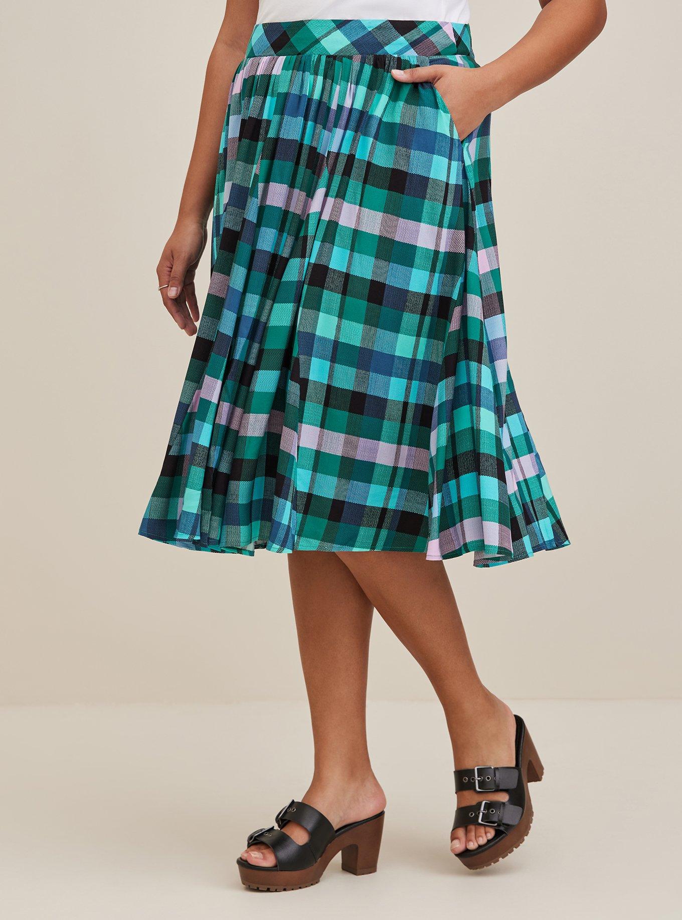 Multicolor plus outlet size plaid skirt