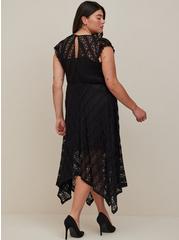 High Neck Handkerchief Midi Dress - Lace Black, DEEP BLACK, alternate