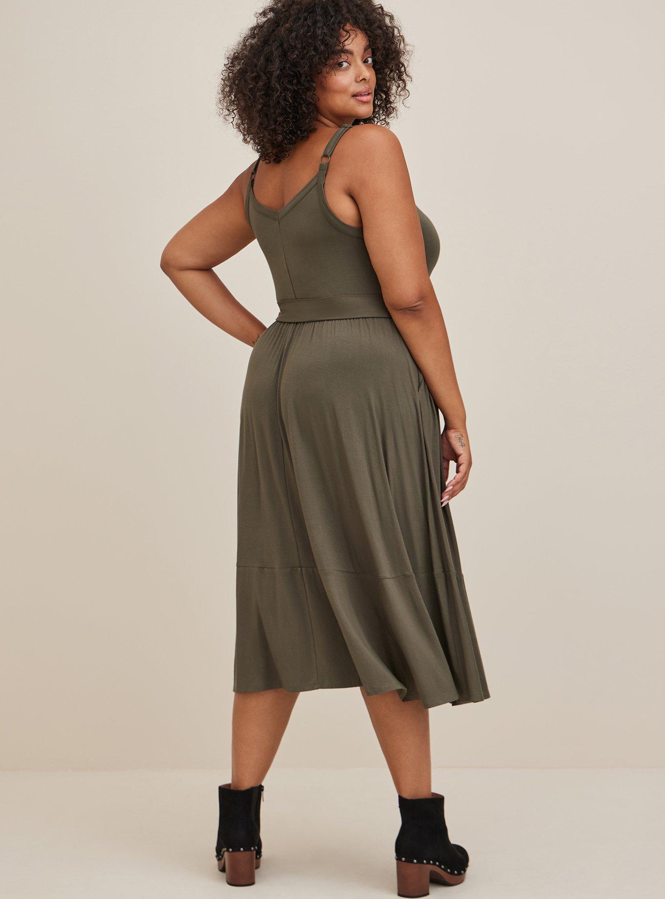 Midi Tiered Dress - Super Soft Olive, , alternate