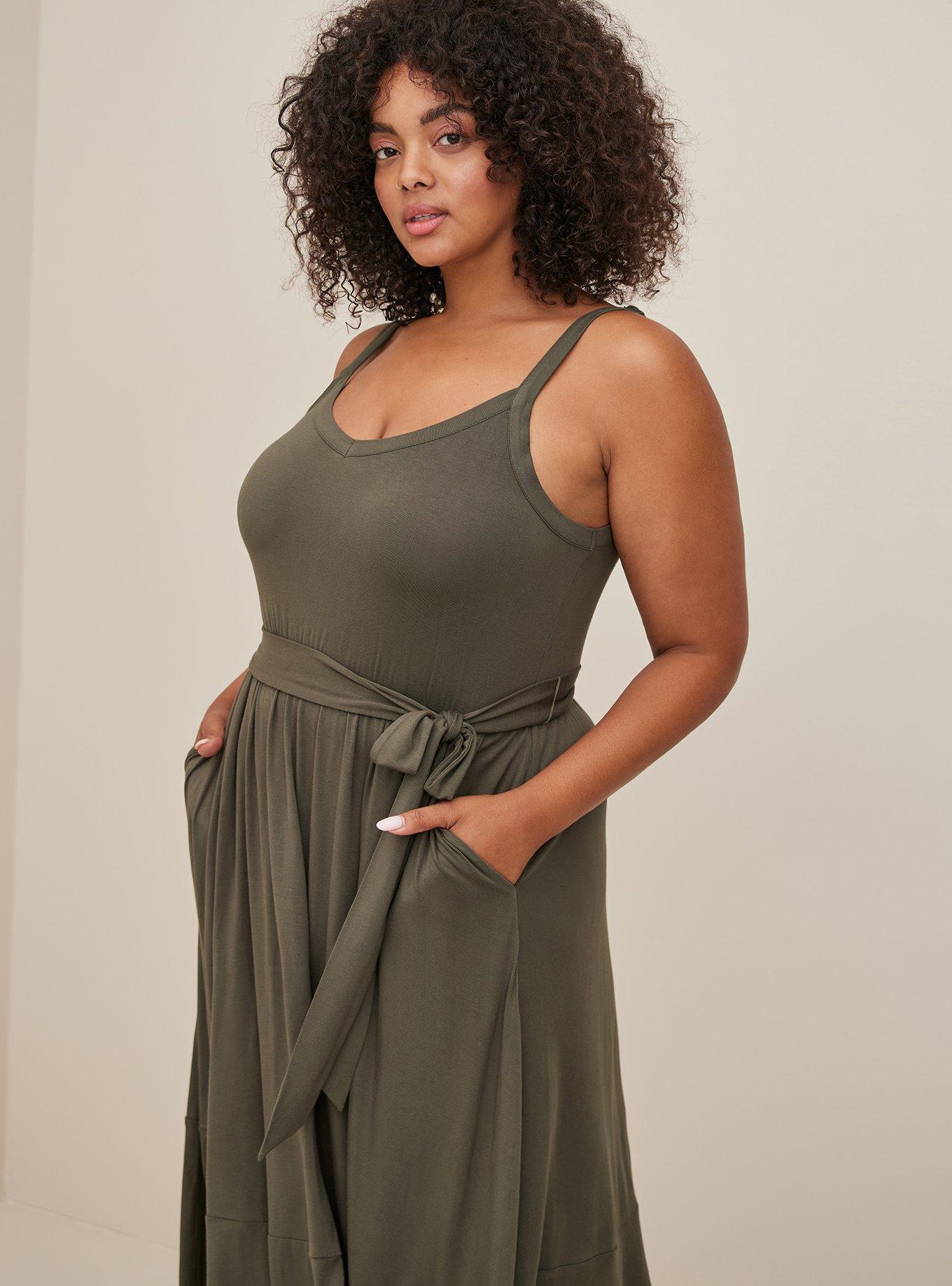 Midi Tiered Dress - Super Soft Olive, , alternate