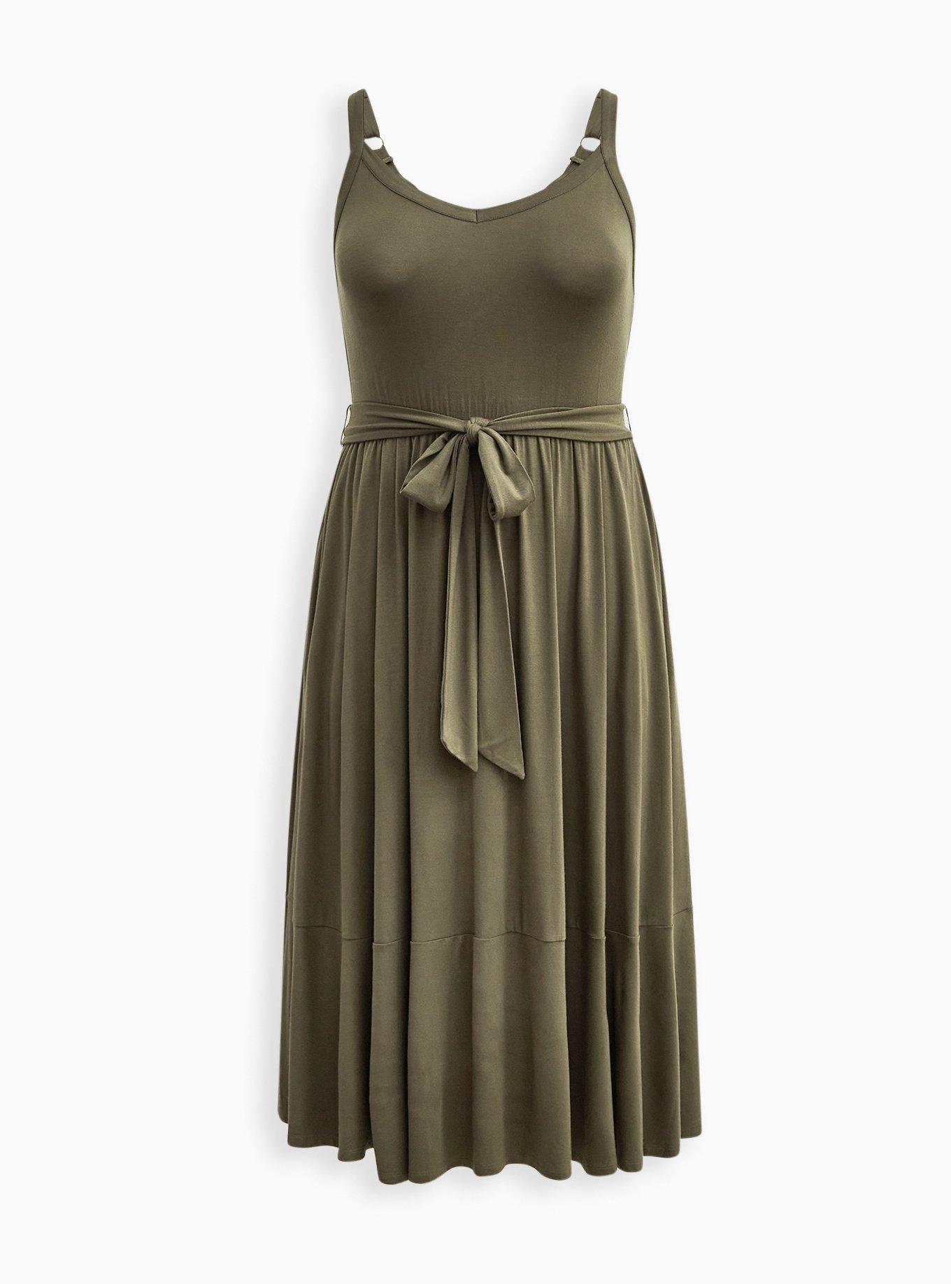 Midi Tiered Dress - Super Soft Olive, , hi-res