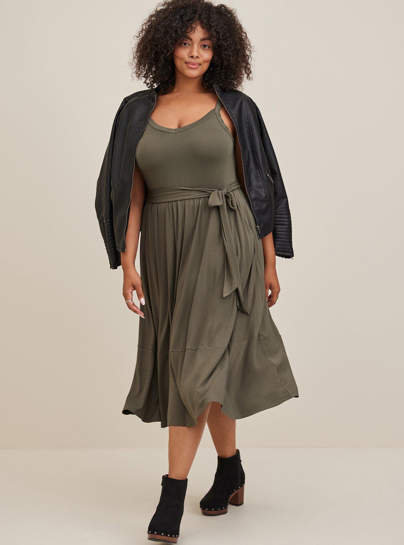 Midi Tiered Dress - Super Soft Olive, , hi-res
